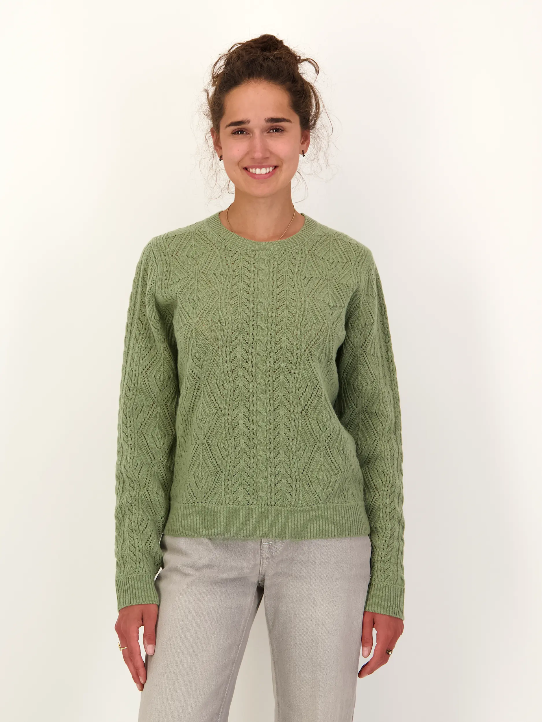 Pullover aus Wolle langarm - Artikel Vorderseite getragen von einem Modell