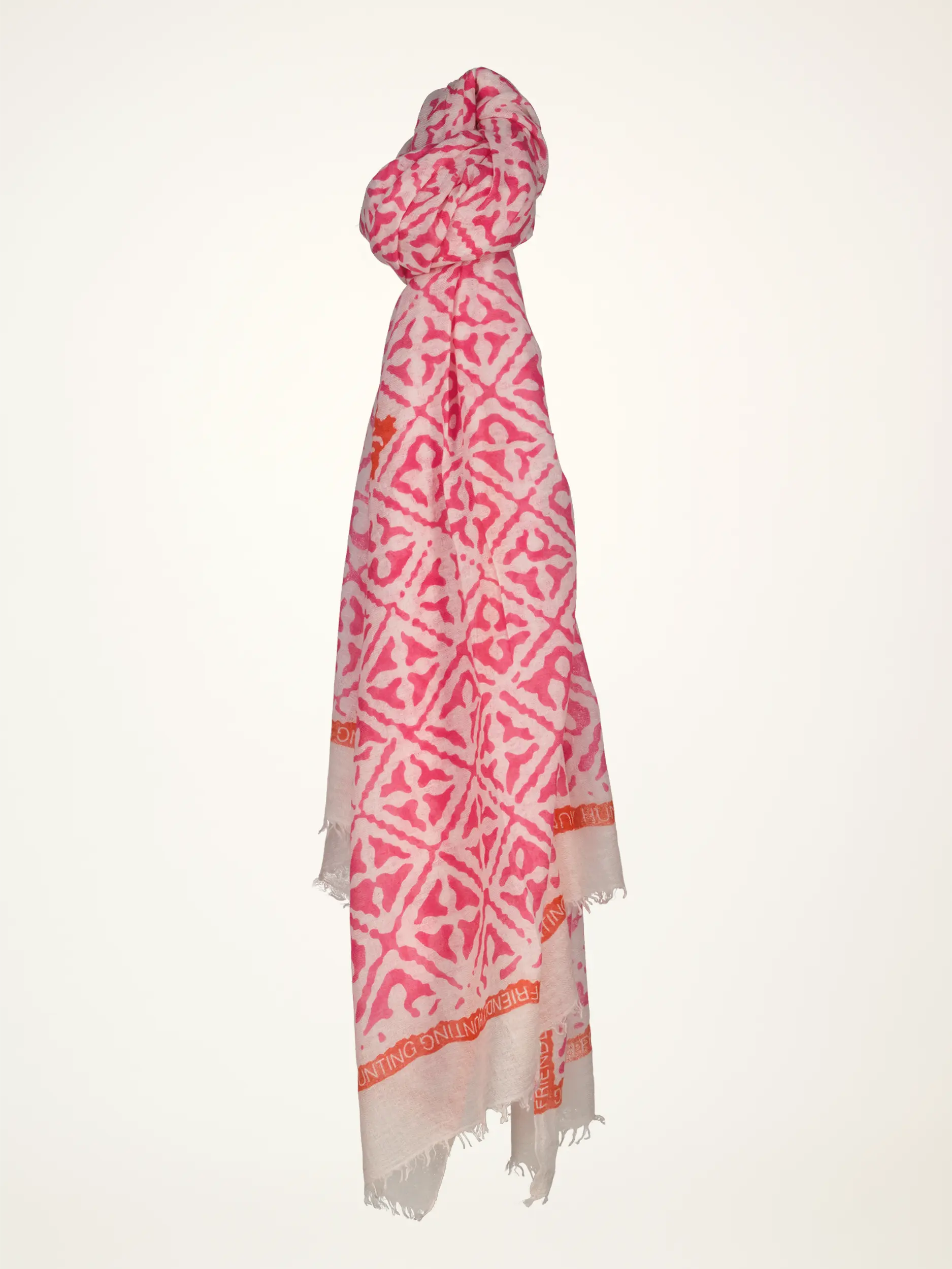 Gemusterter Schal 'Eyes of Marrakesh' aus Kaschmir - Artikelansicht - Farbe: Rosa&Pink