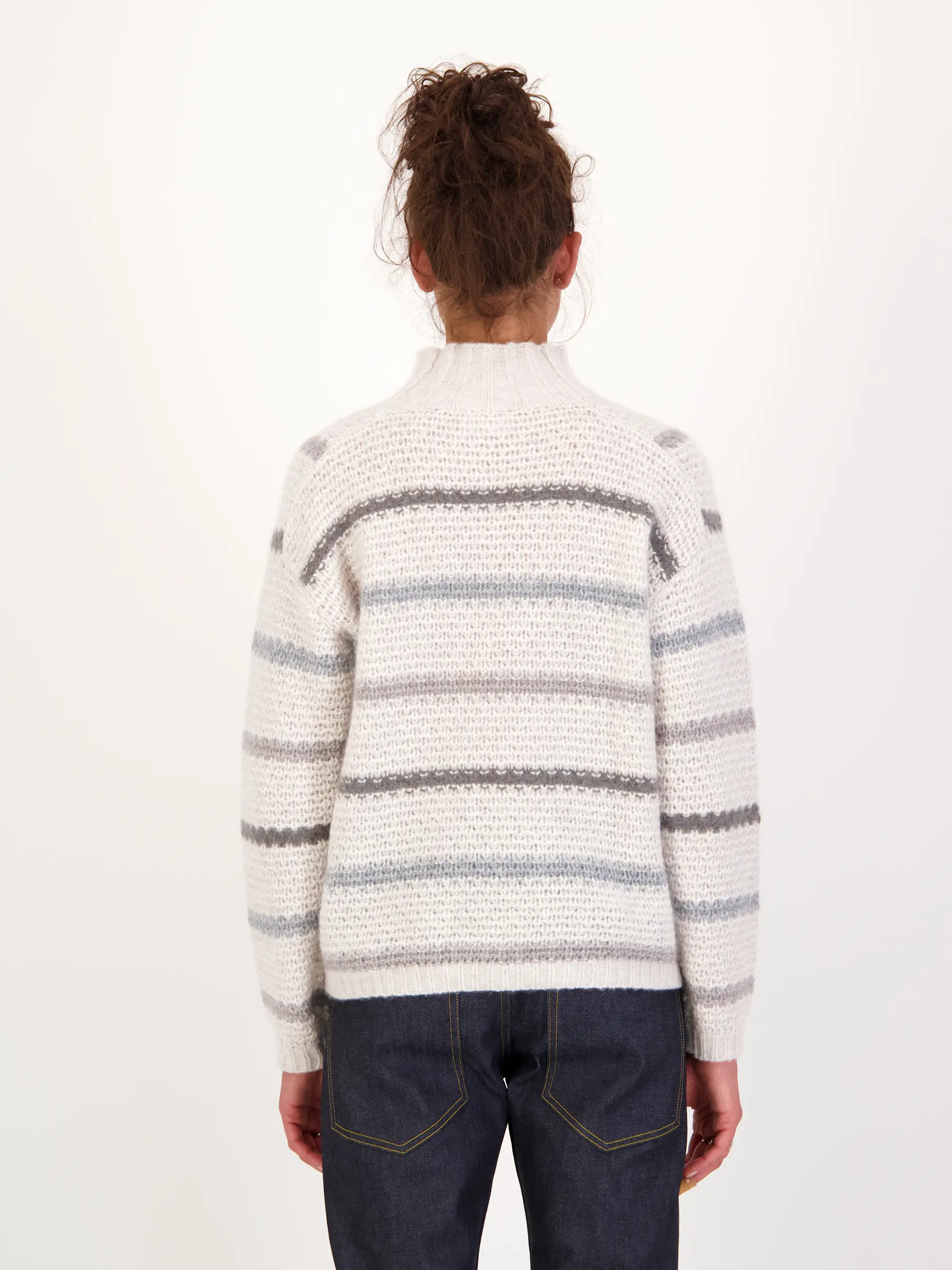 Pullover aus Kaschmir-Mix - Artikel Rückseite getragen von einem Modell - Farbe: Creme