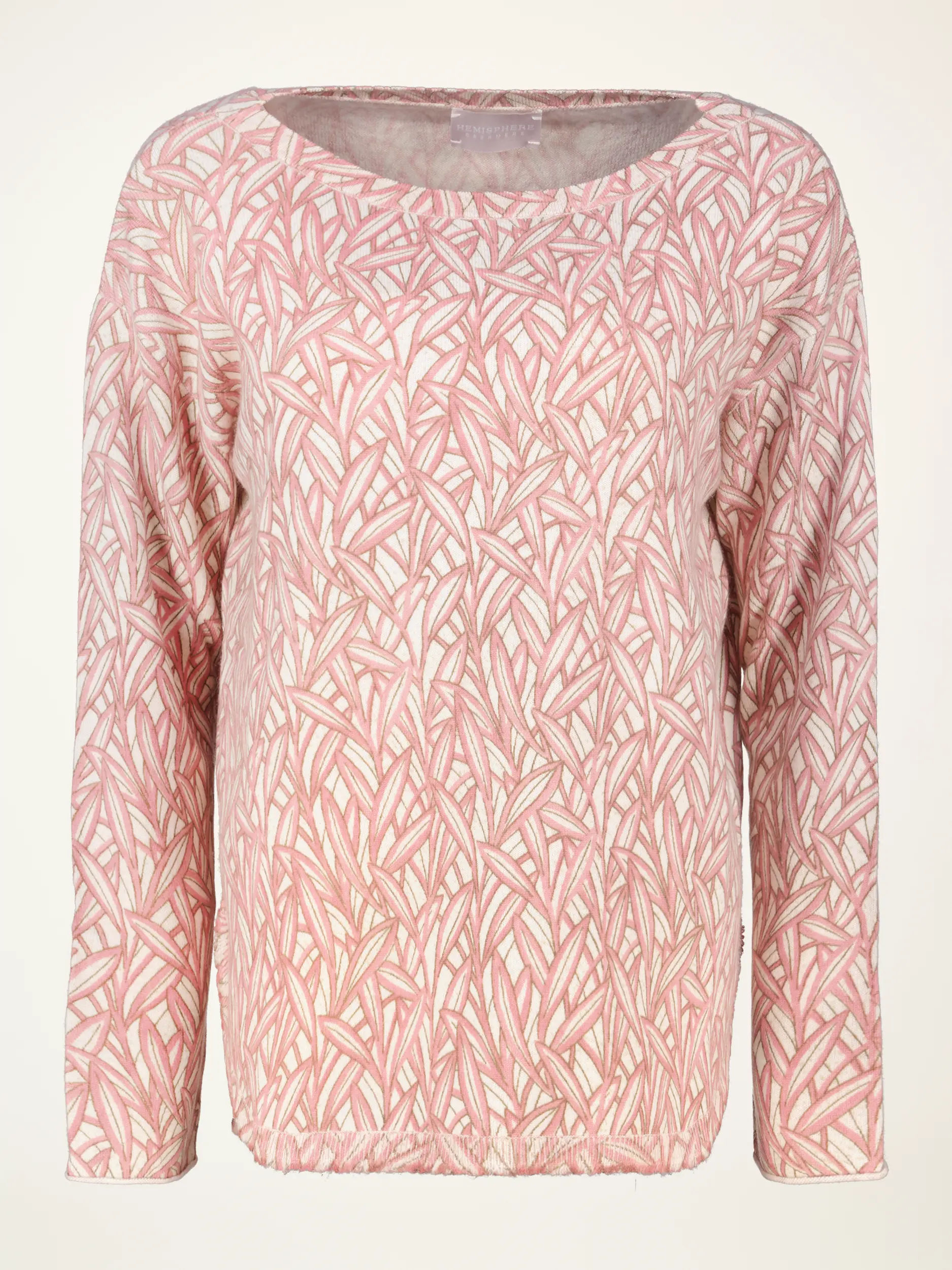 Gemusterter Pullover aus Kaschmir langarm - Artikelansicht - Farbe: Rosa&Pink