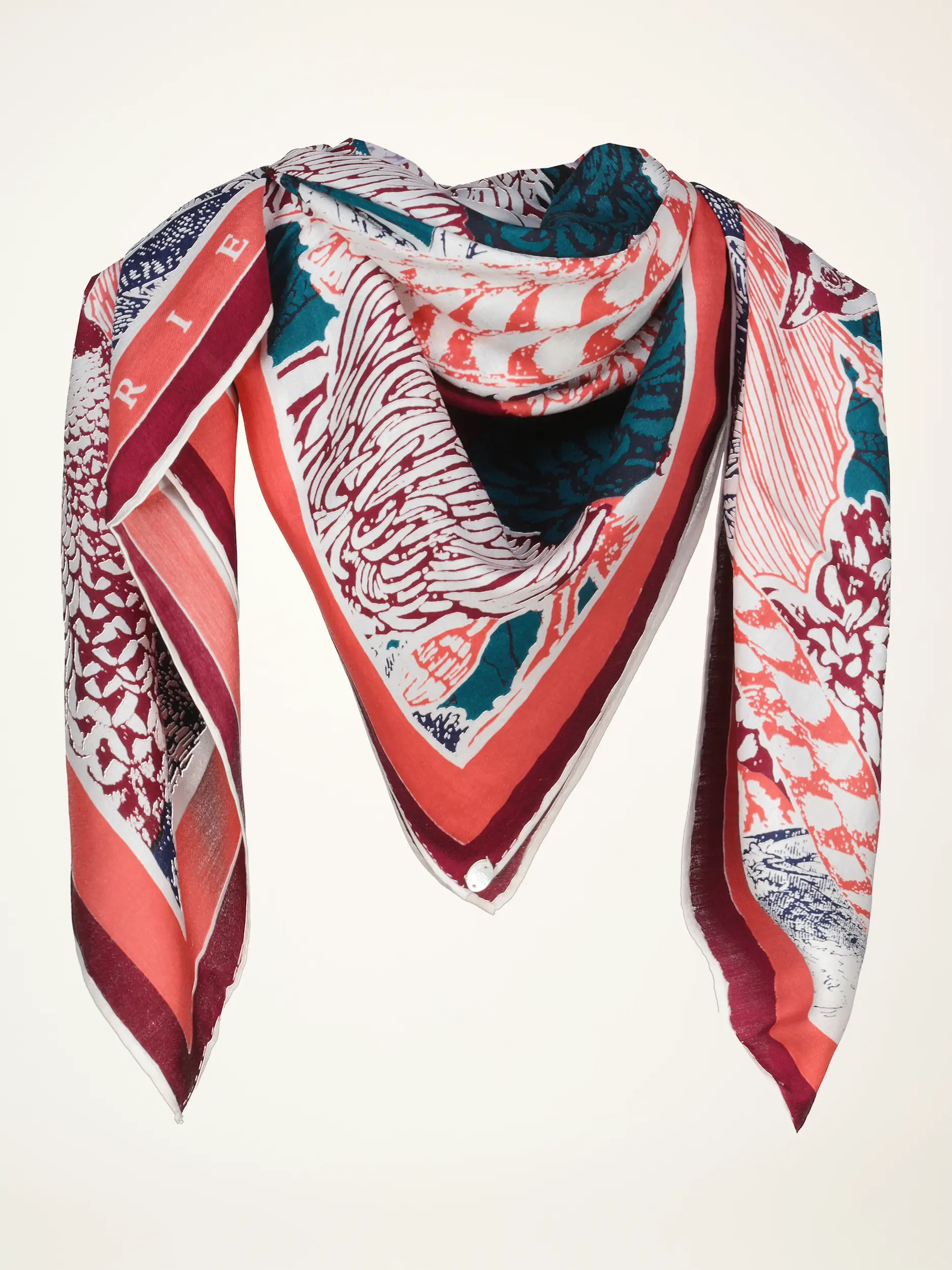 Gemustertes Tuch 'New Pheasant' aus Seide - Artikelansicht - Farbe: Rot