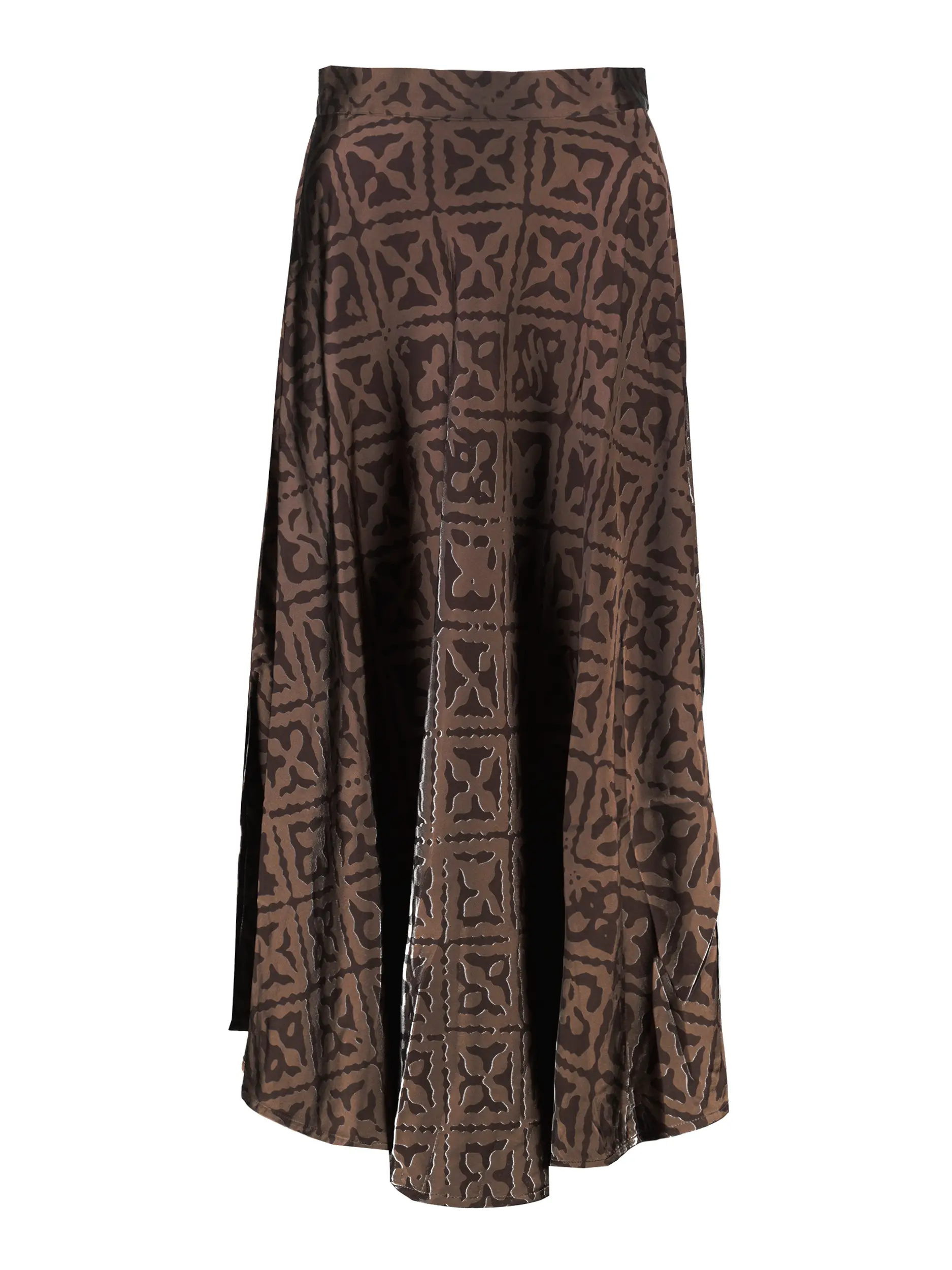 Midirock 'Eyes of Marrakesh 2' aus Seide - Artikel Vorderseite - Farbe: Braun