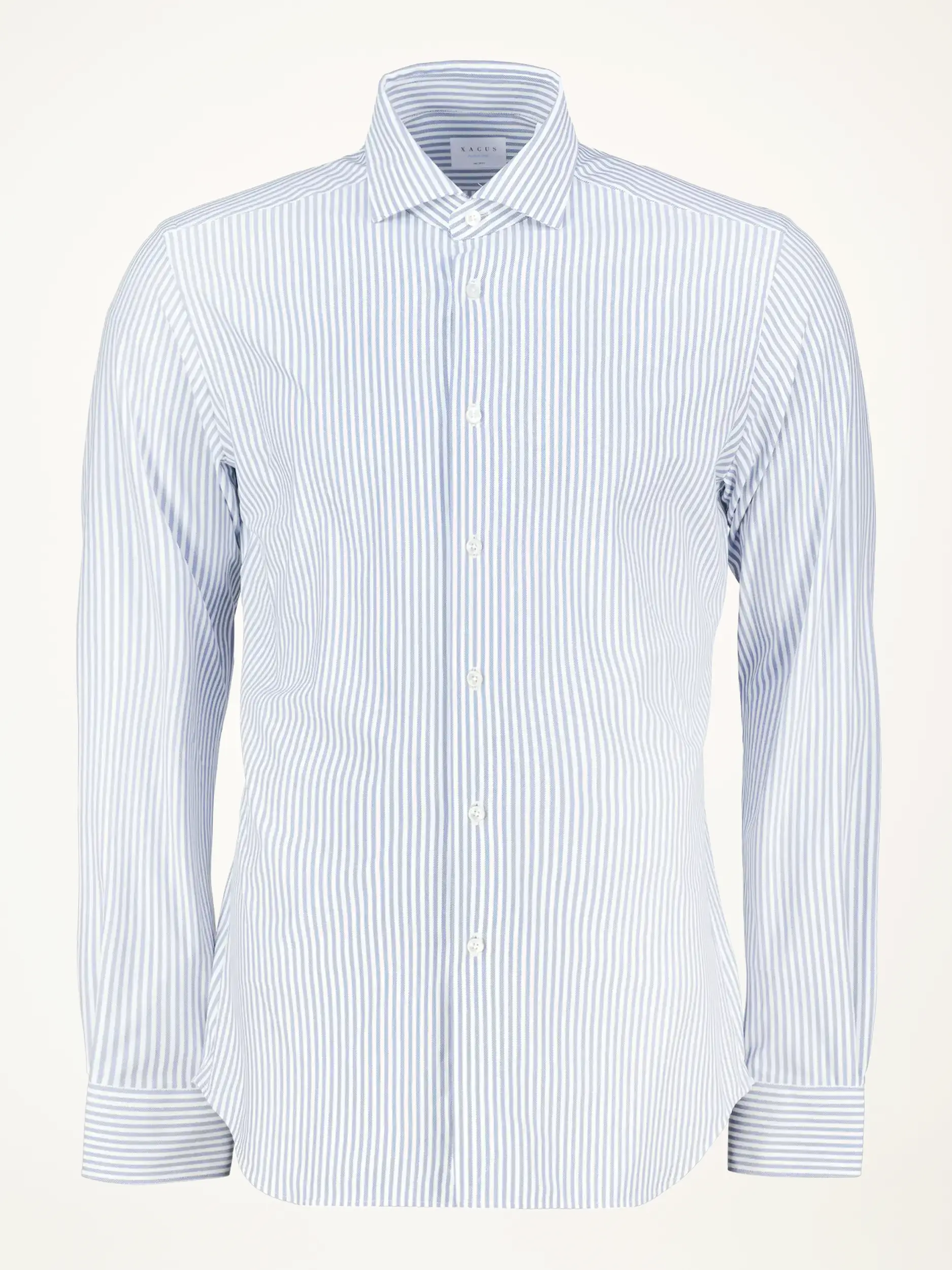 Gestreiftes Tailored Fit Hemd mit Haifischkragen langarm - Artikelansicht - Farbe: Blau