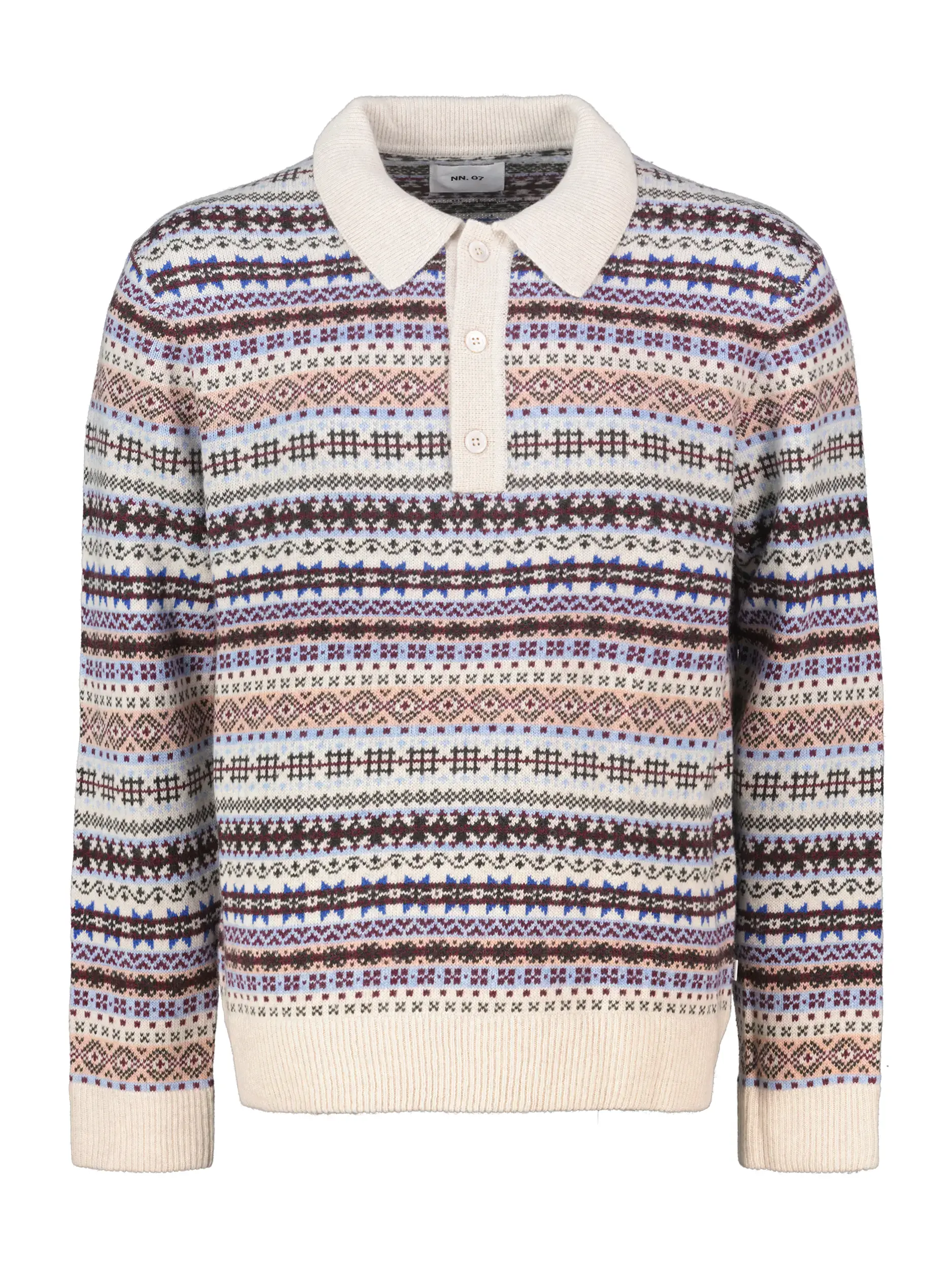 Gemusterter Pullover 'Robbie' aus Woll-Mix langarm - Artikel Vorderseite - Farbe: Beige