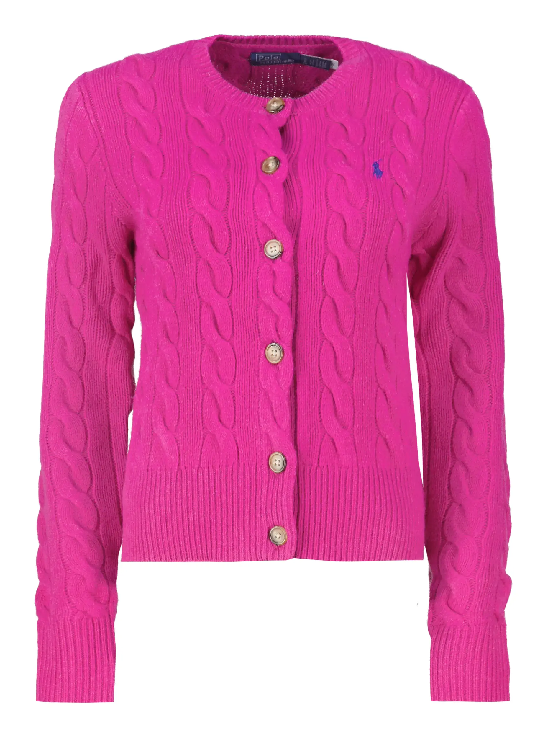 Strickjacke mit Zopfmuster  - Artikel Vorderseite - Farbe: Rosa&Pink