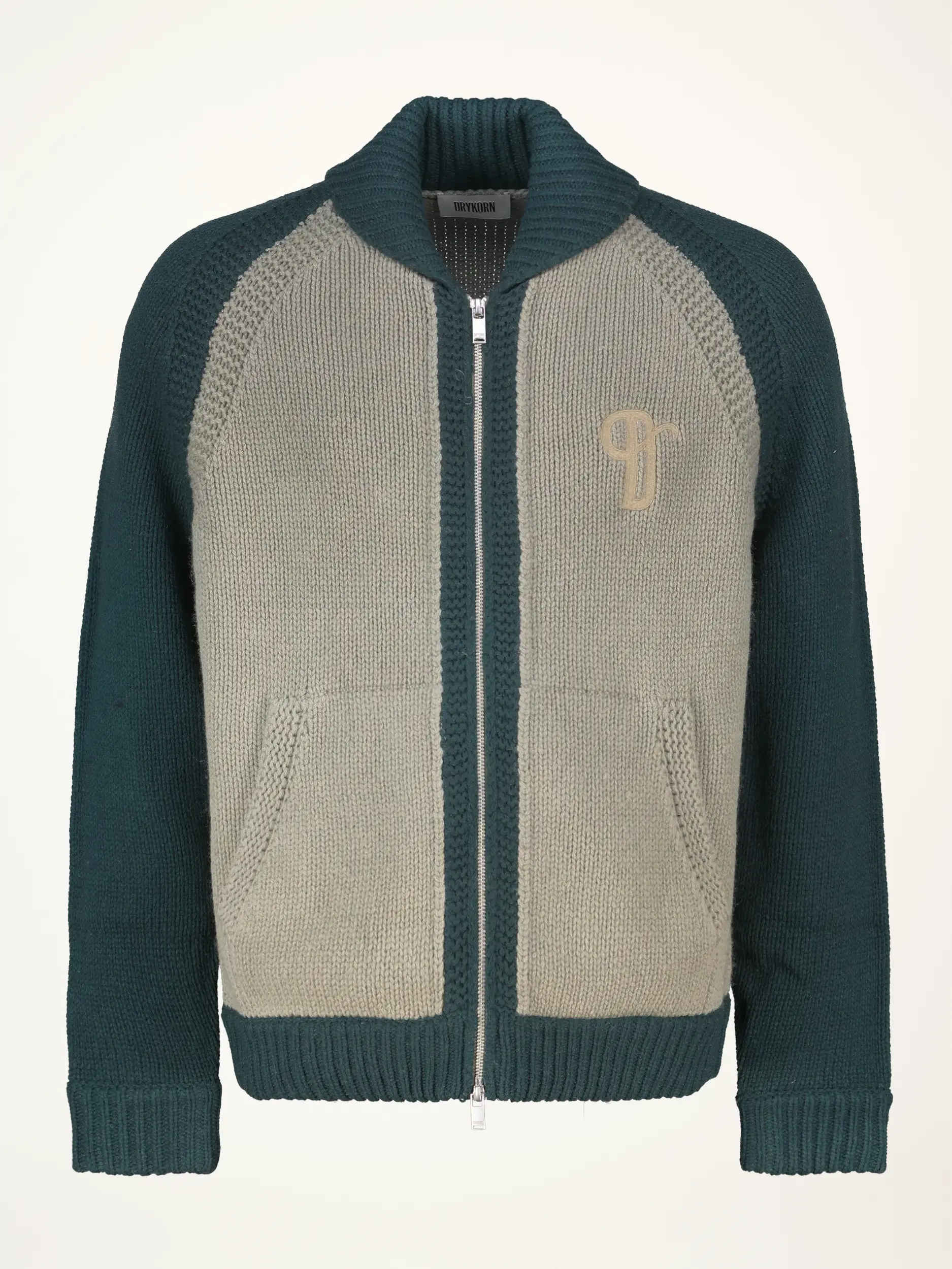 Strickjacke 'Lakyn' aus Wolle langarm - Artikelansicht - Farbe: Grün
