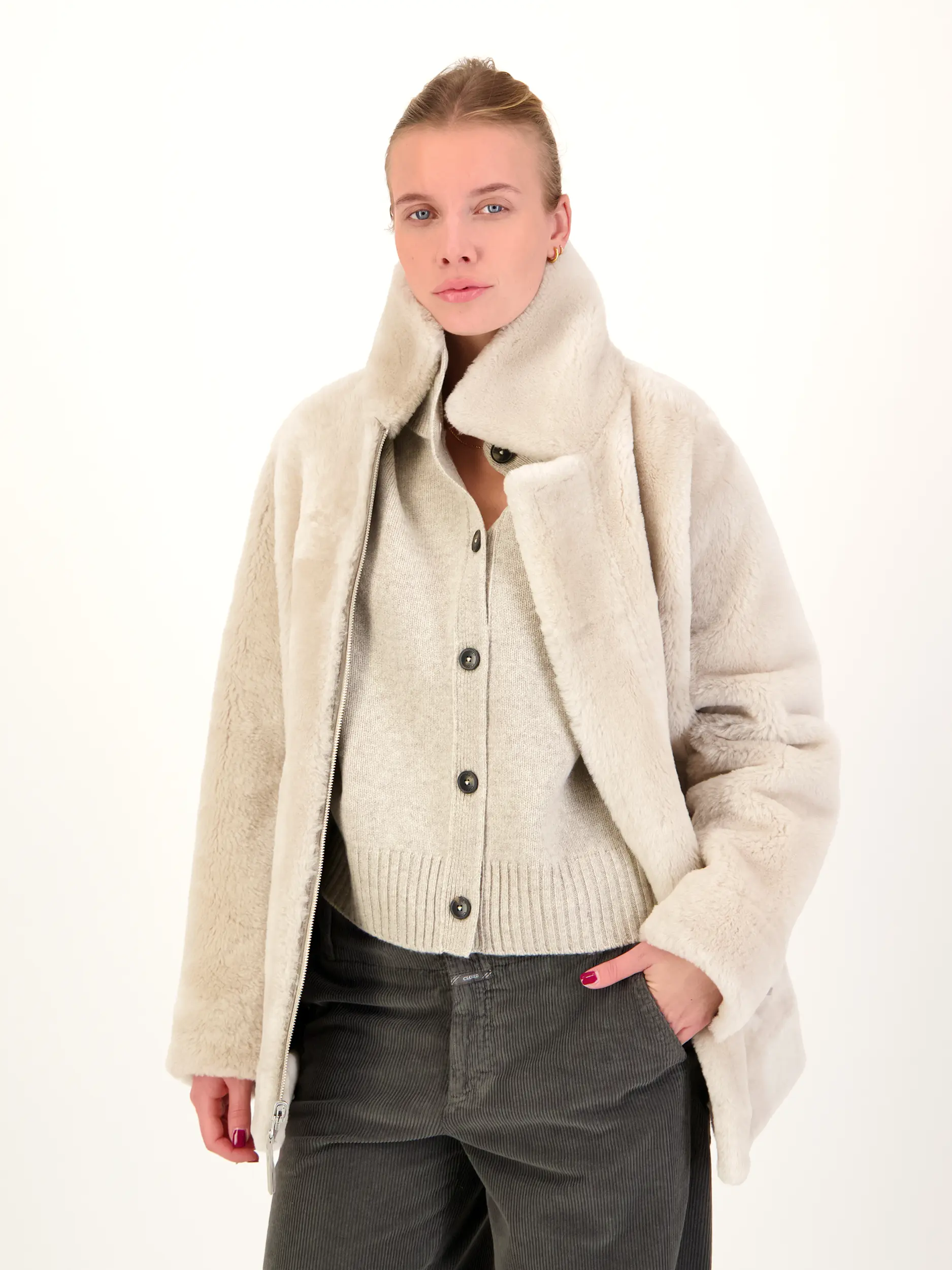 Lammfelljacke 'Rider' - Artikel weitere Detailansicht 1 - Farbe: Grau