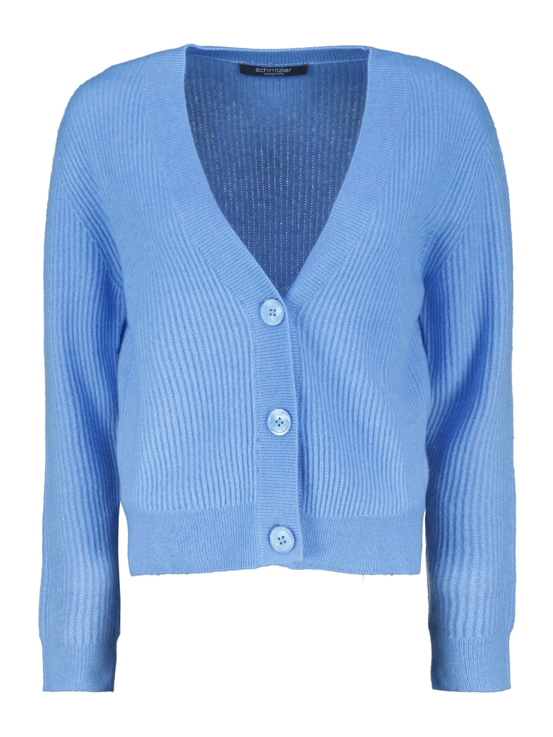 Strickjacke aus Kaschmir-Mix langarm - Artikel Vorderseite - Farbe: Blau