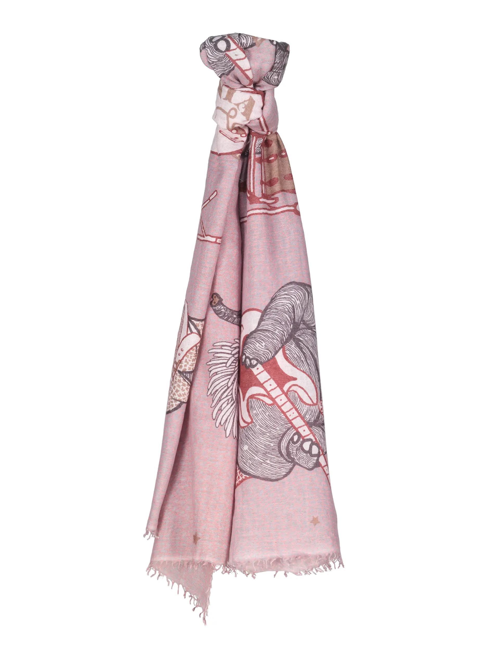 Gemusterter Schal 'Nandu' aus Kaschmir-Mix - Artikel Vorderseite - Farbe: Rosa&Pink