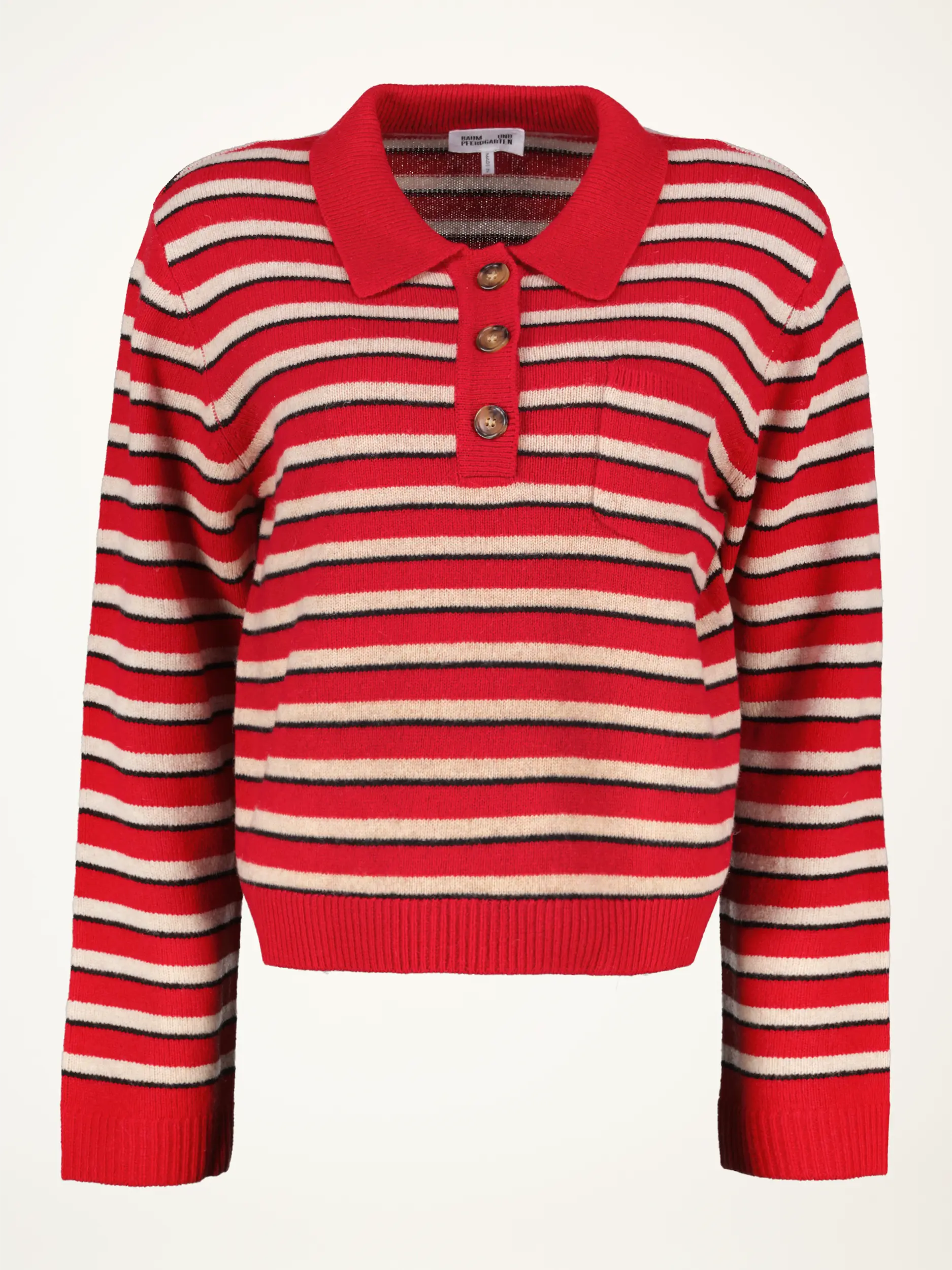 Gestreifter Pullover aus Wolle langarm - Artikelansicht - Farbe: Rot