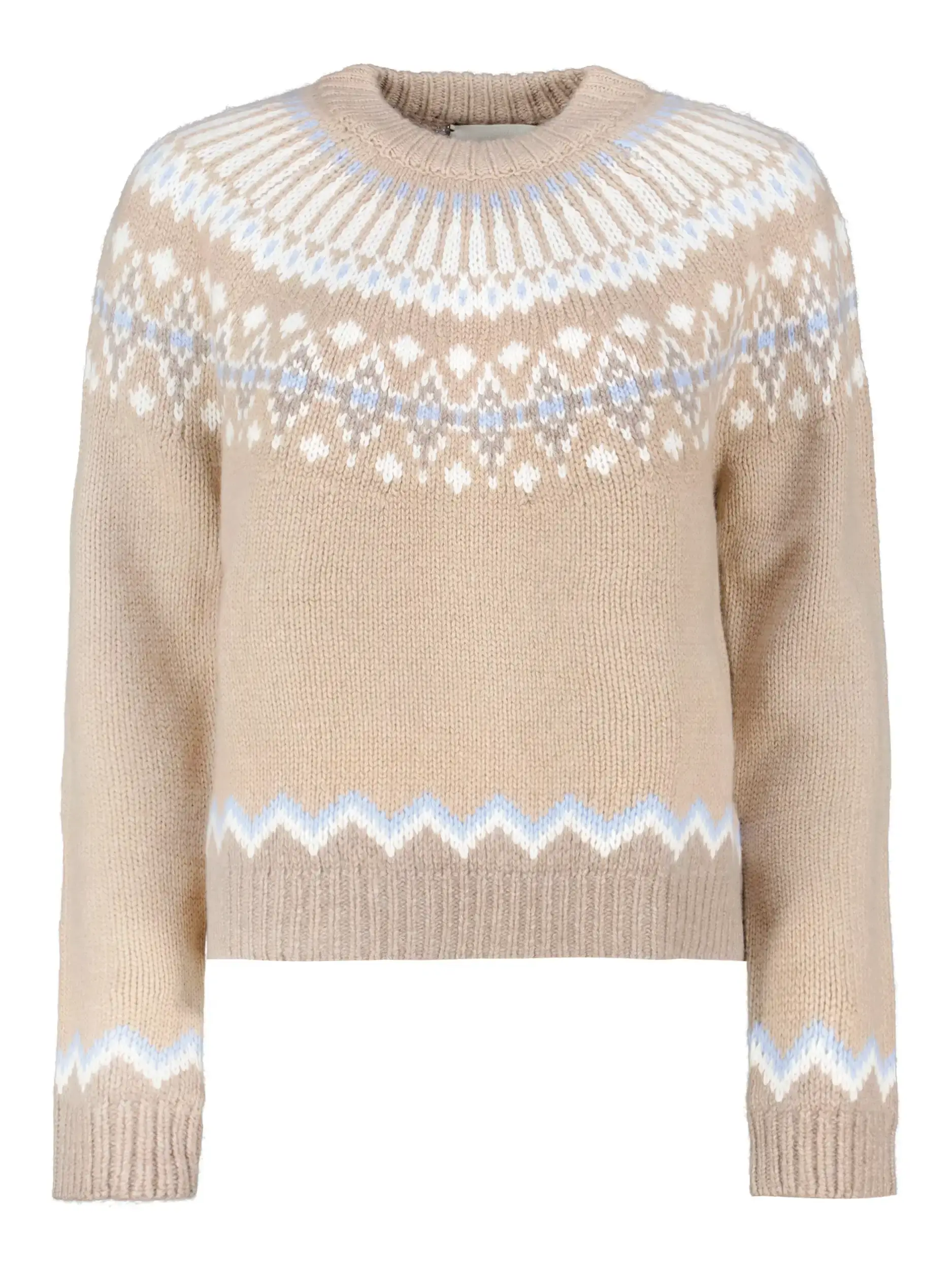 Gemusterter Pullover Studio 'Laura Fair Isle' aus Kaschmir langarm - Artikel Vorderseite - Farbe: Beige