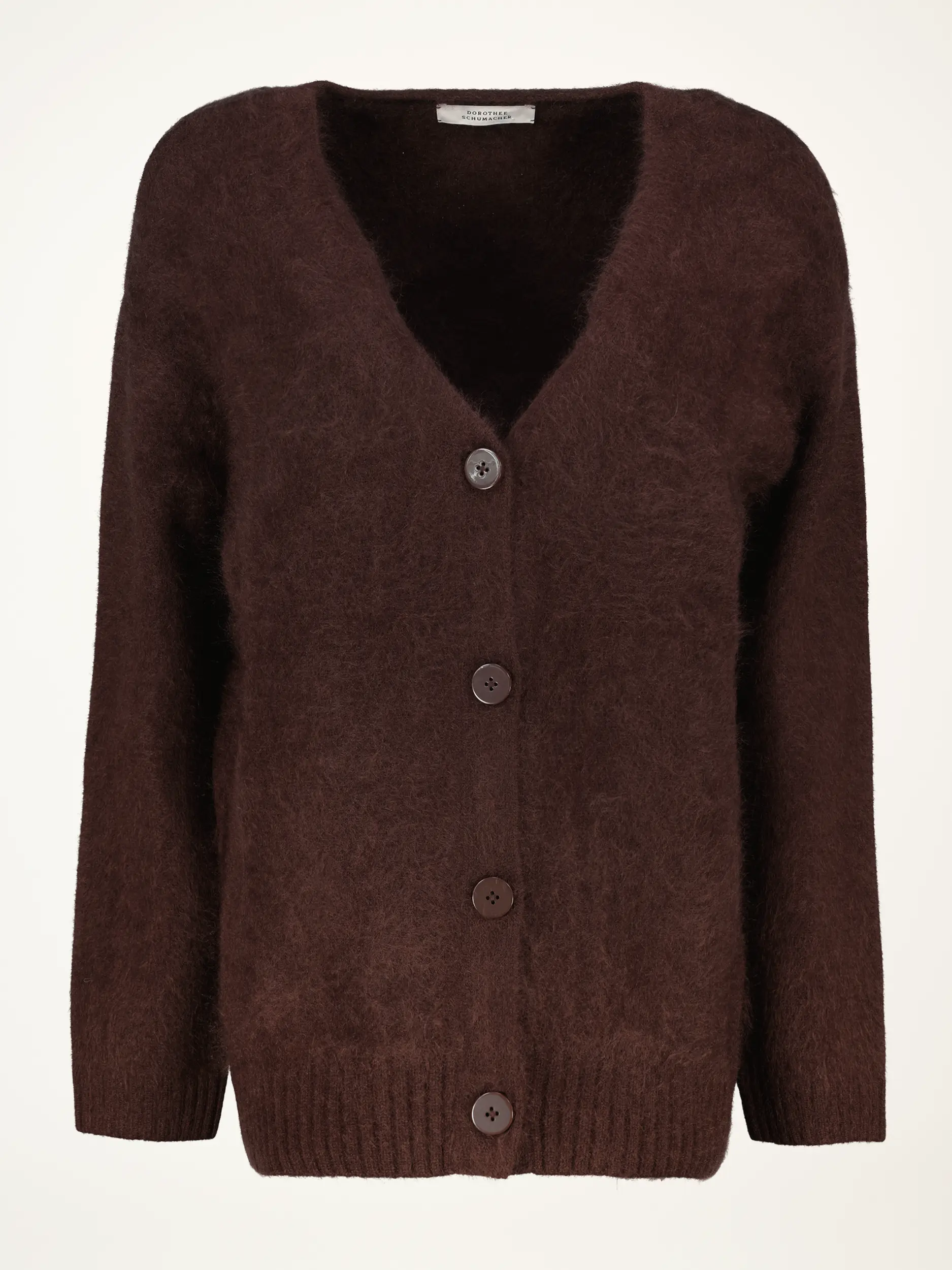 Strickjacke 'Fluffy Statement' aus Wolle - Artikelansicht - Farbe: Braun