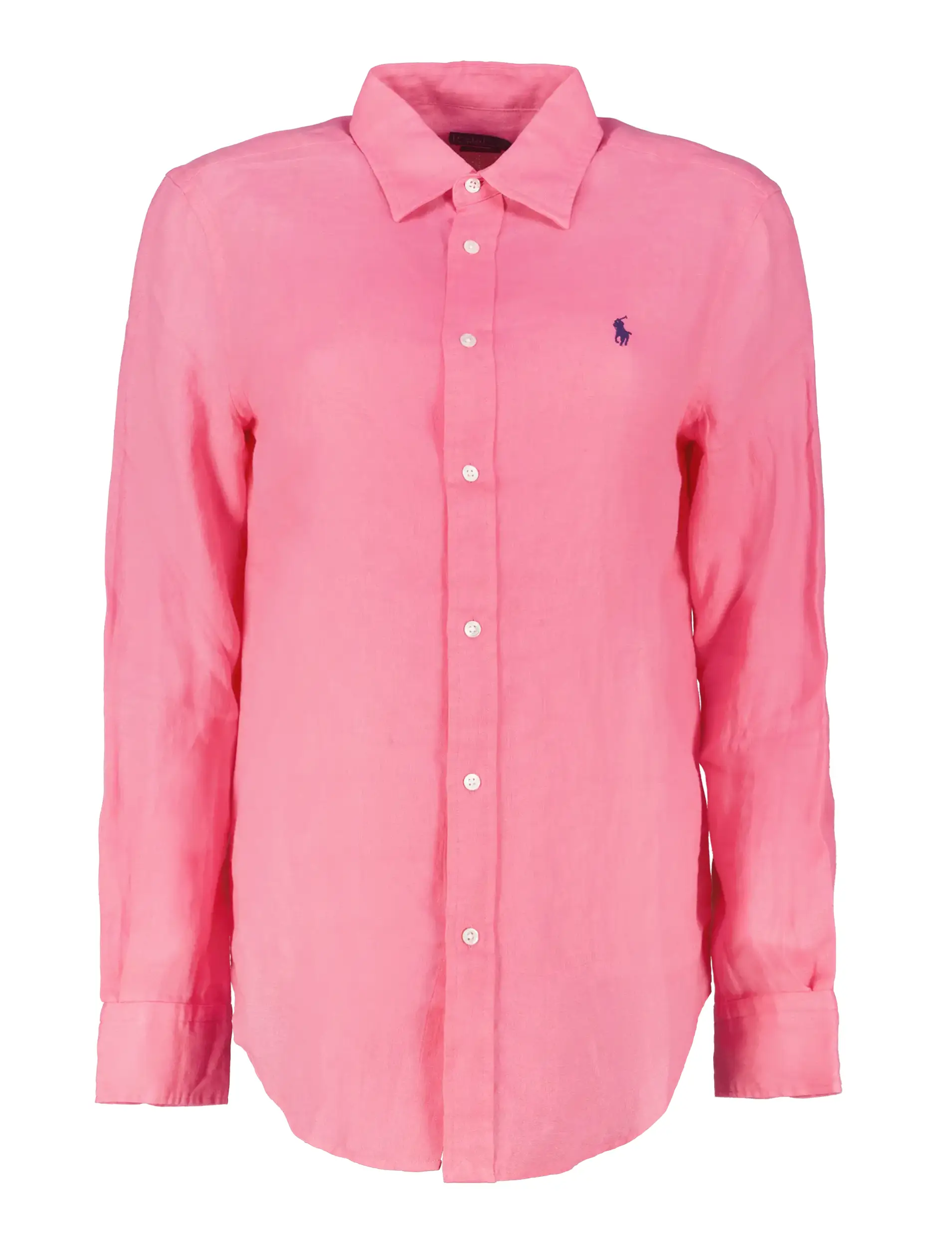 Bluse aus Leinen langarm - Artikel Vorderseite - Farbe: Rosa&Pink