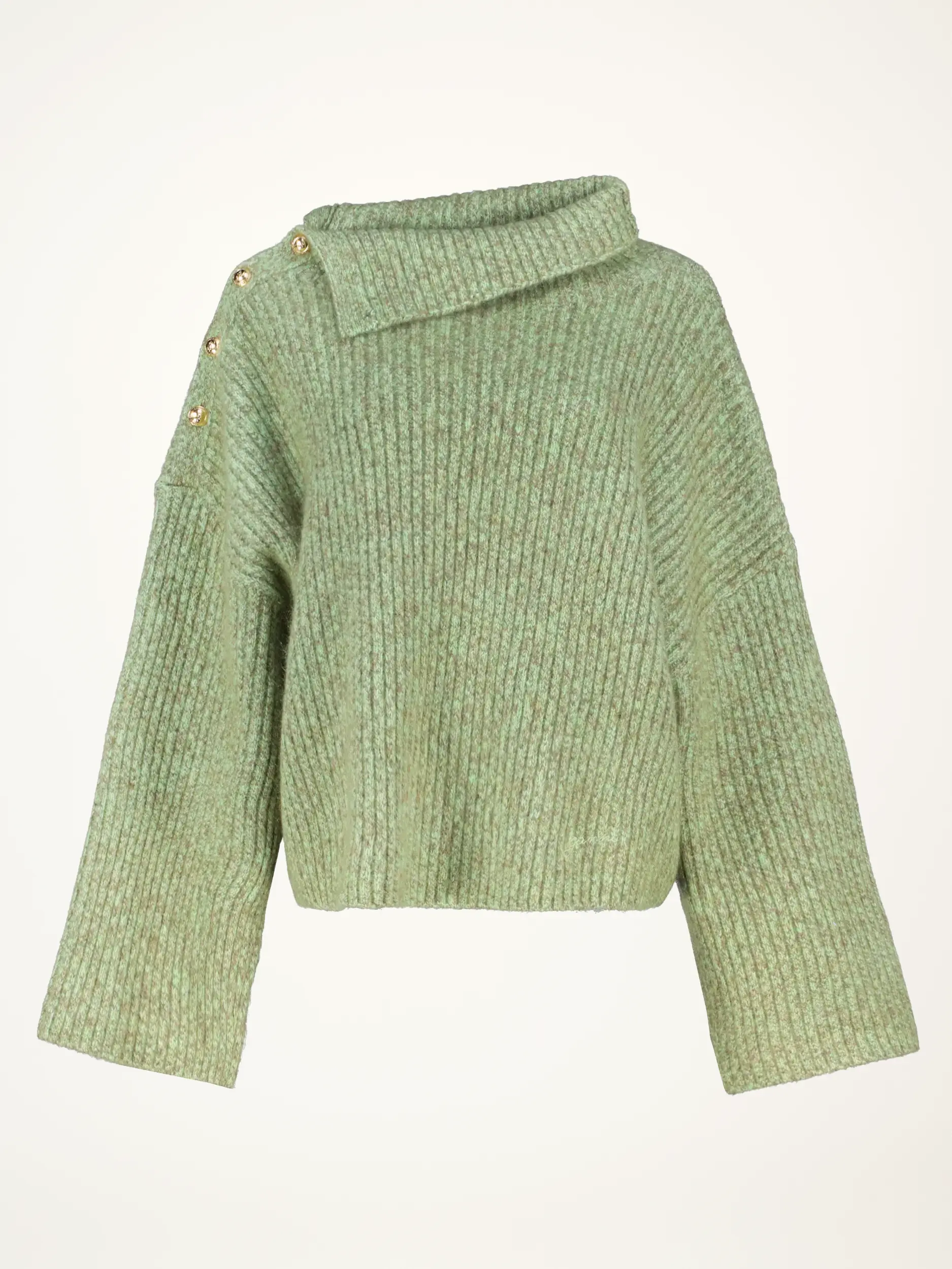 Gerippter Pullover langarm  - Artikelansicht - Farbe: Grün