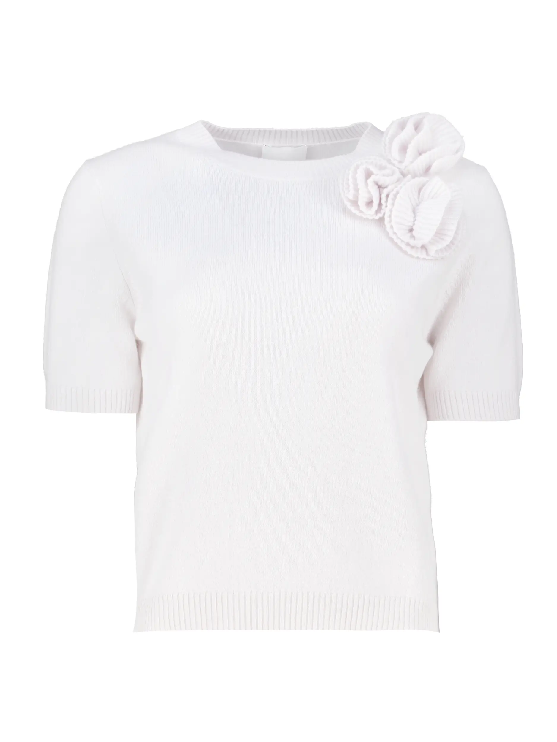 Pullover aus Wolle mit Blumenstickerei kurzarm - Artikel Vorderseite - Farbe: Grau