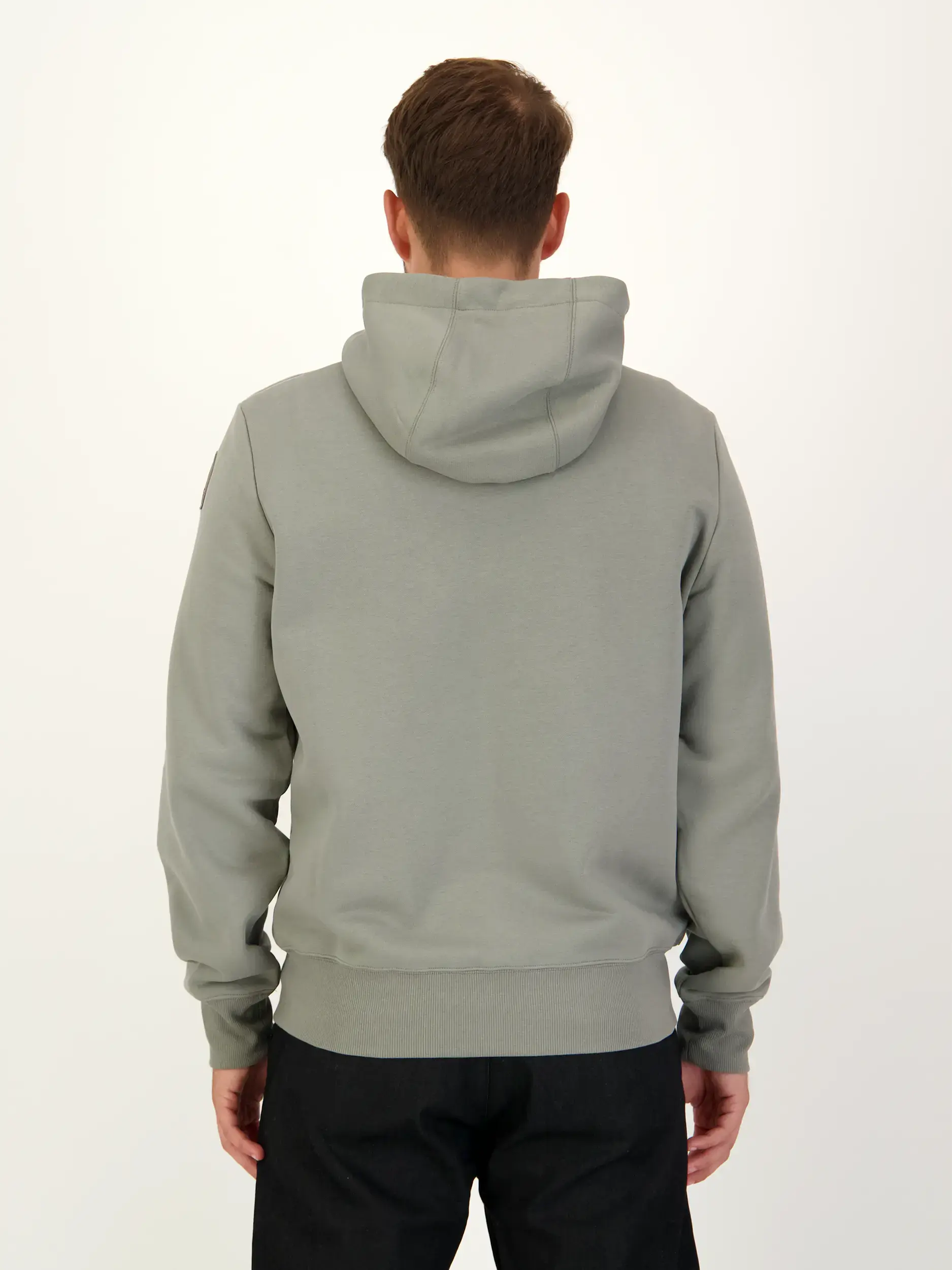 Sweatjacke 'Charlie' - Artikel Rückseite getragen von einem Modell - Farbe: Grau