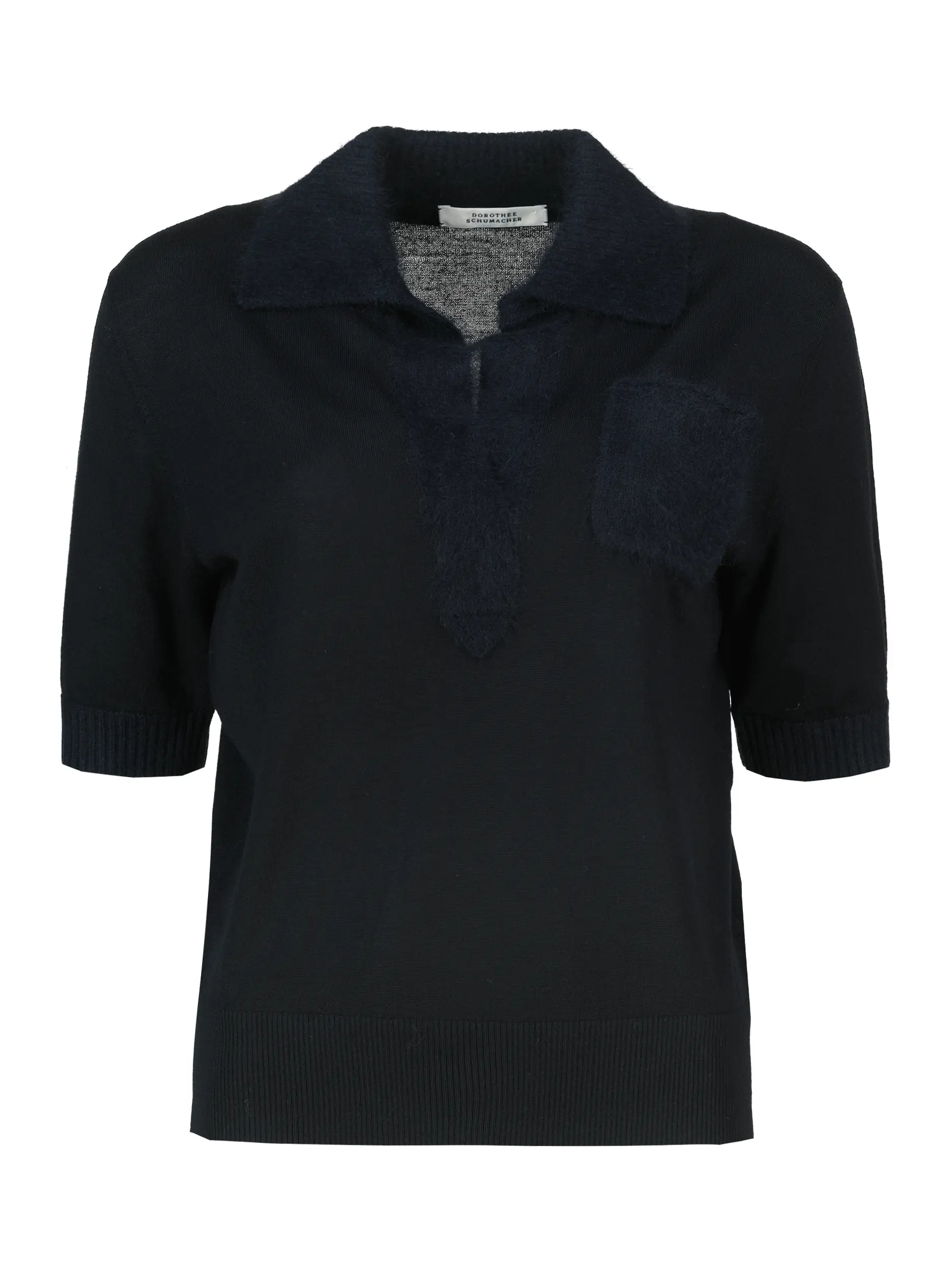 Pullover 'Merino Romance' aus Wolle kurzarm - Artikel Vorderseite - Farbe: Schwarz