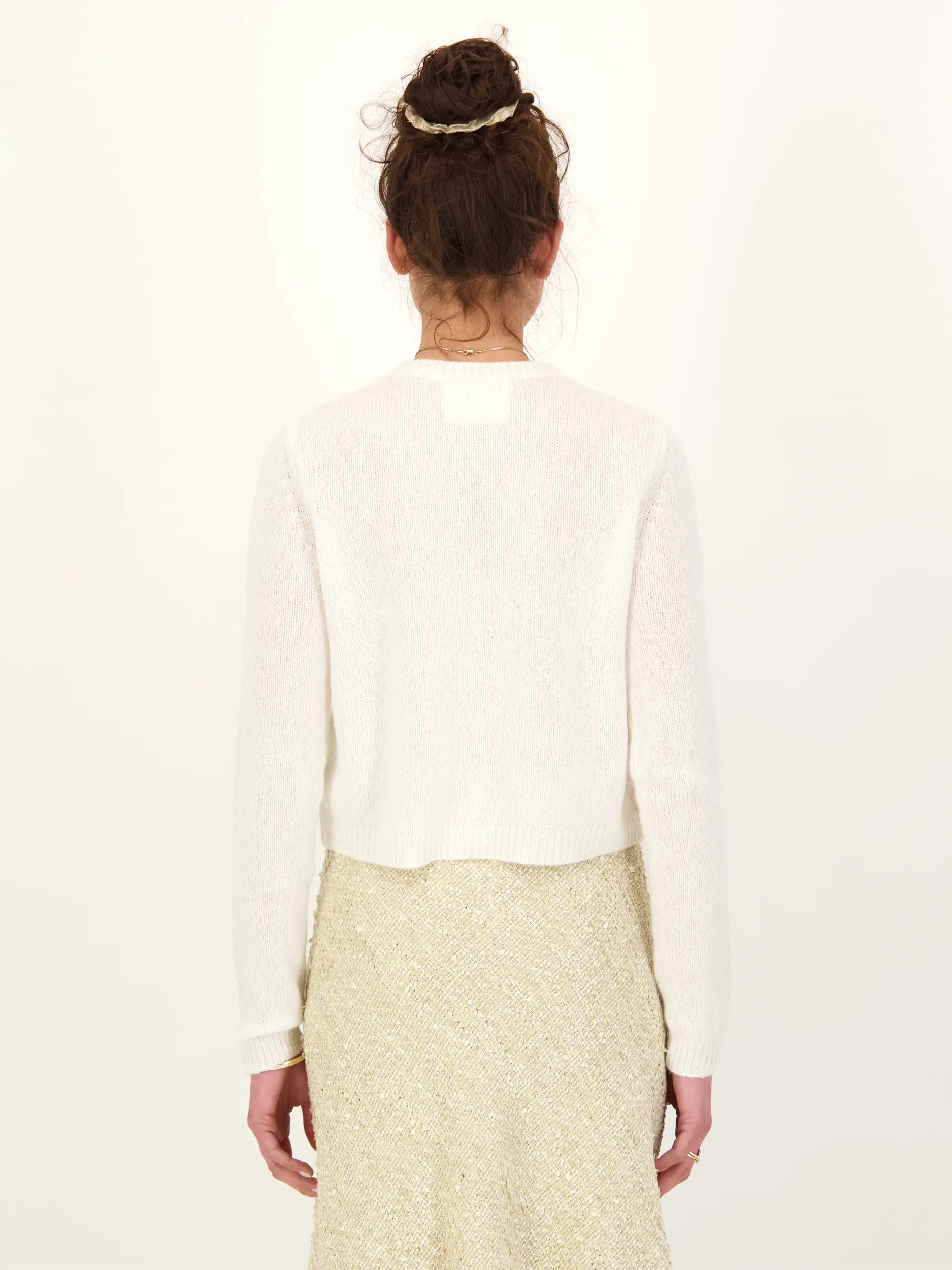 Strickjacke 'Felicia'  - Artikel Rückseite getragen von einem Modell - Farbe: Creme