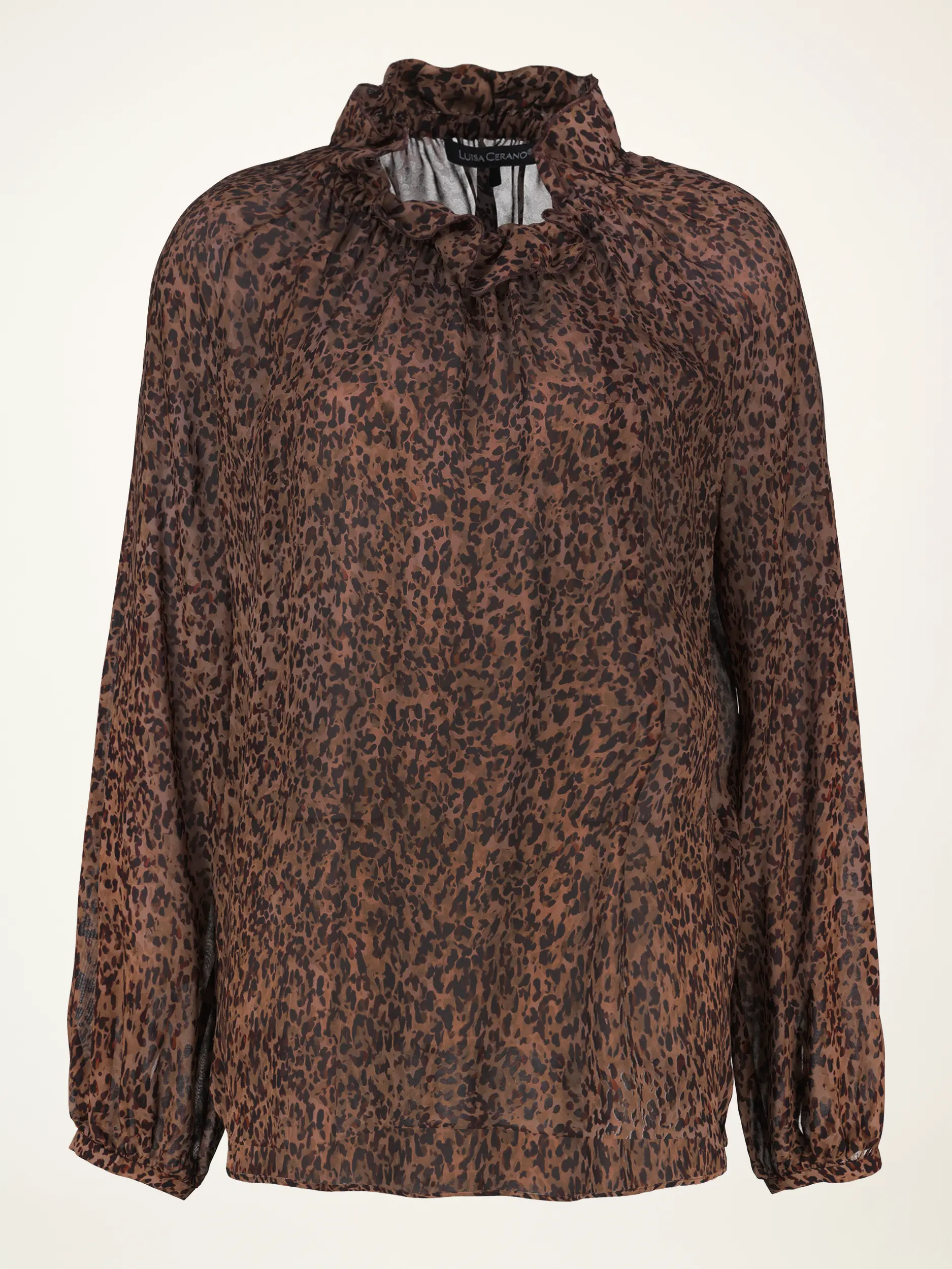Gemusterte Bluse langarm - Artikelansicht - Farbe: Braun