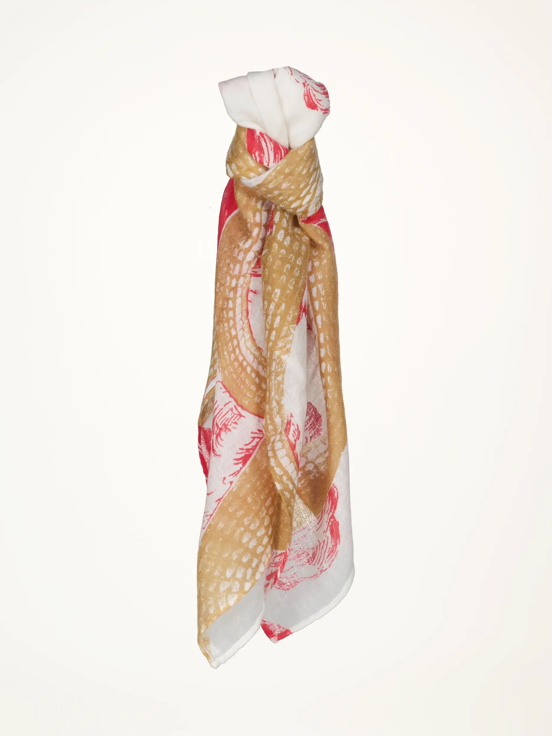 Gemustertes Tuch 'Garden Eden' aus Kaschmir - Artikelansicht - Farbe: Rot