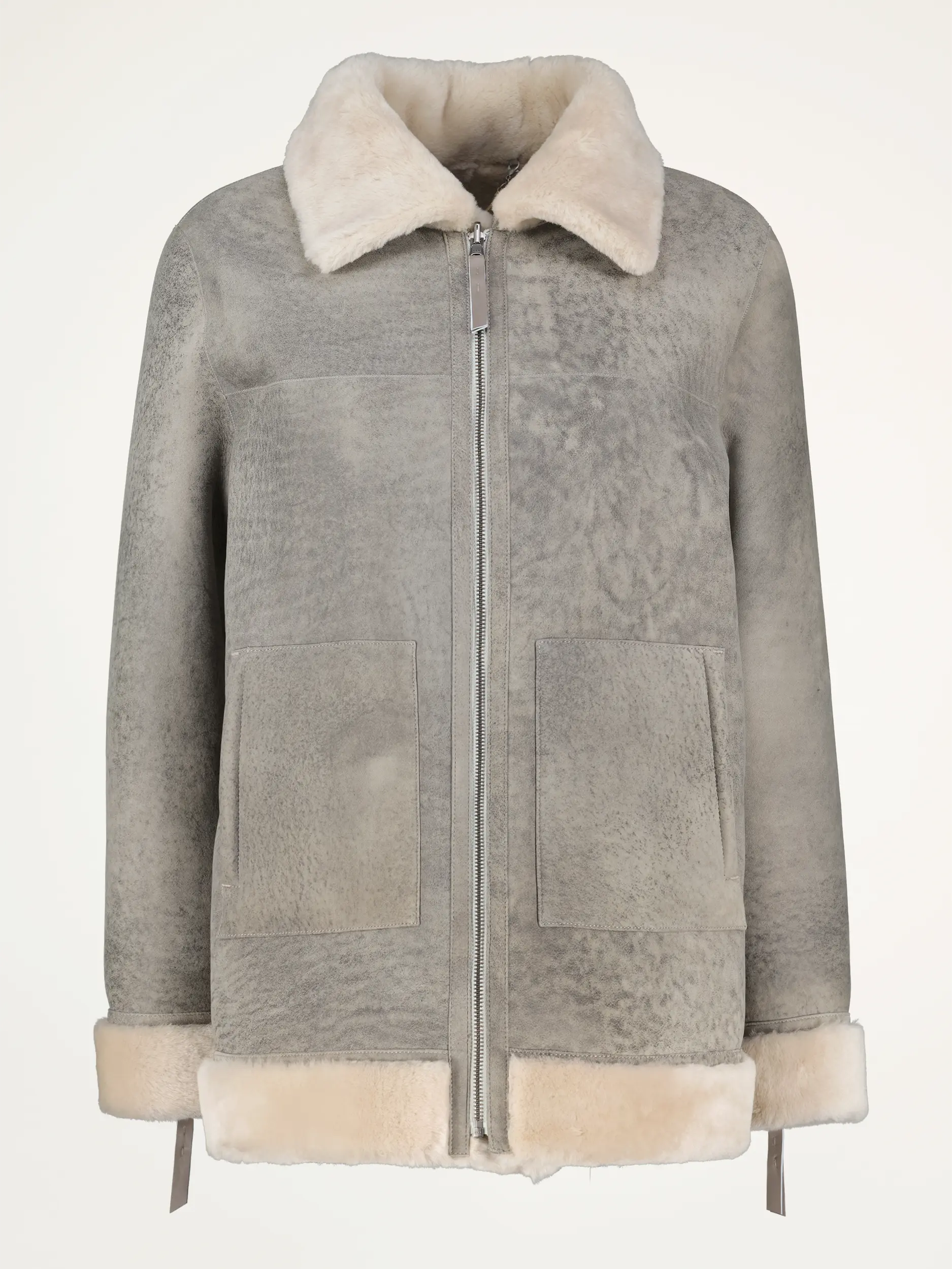 Lammfelljacke 'Rider' - Artikelansicht - Farbe: Grau