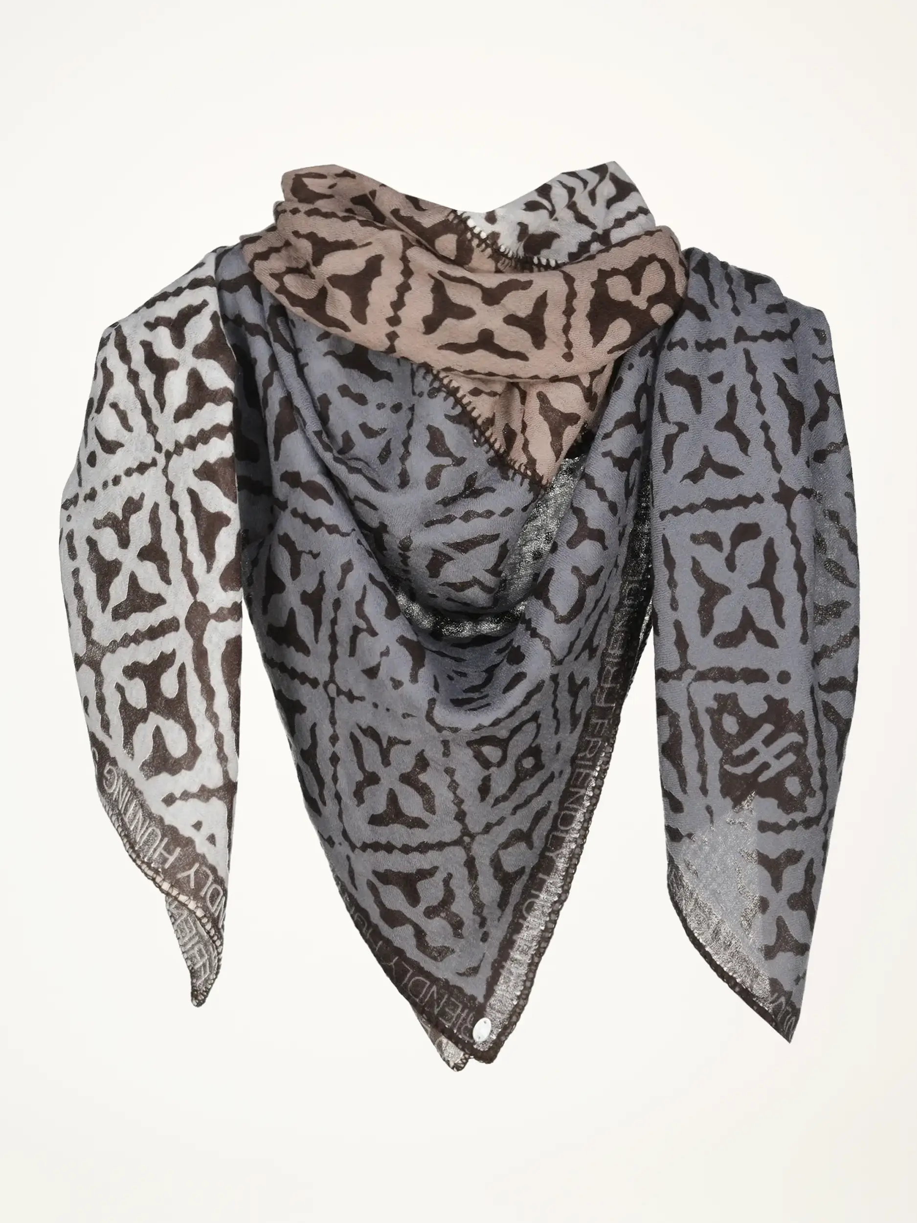 Gemustertes Tuch 'Eyes of Marrakesh Superpatch' aus Kaschmir - Artikelansicht - Farbe: Braun