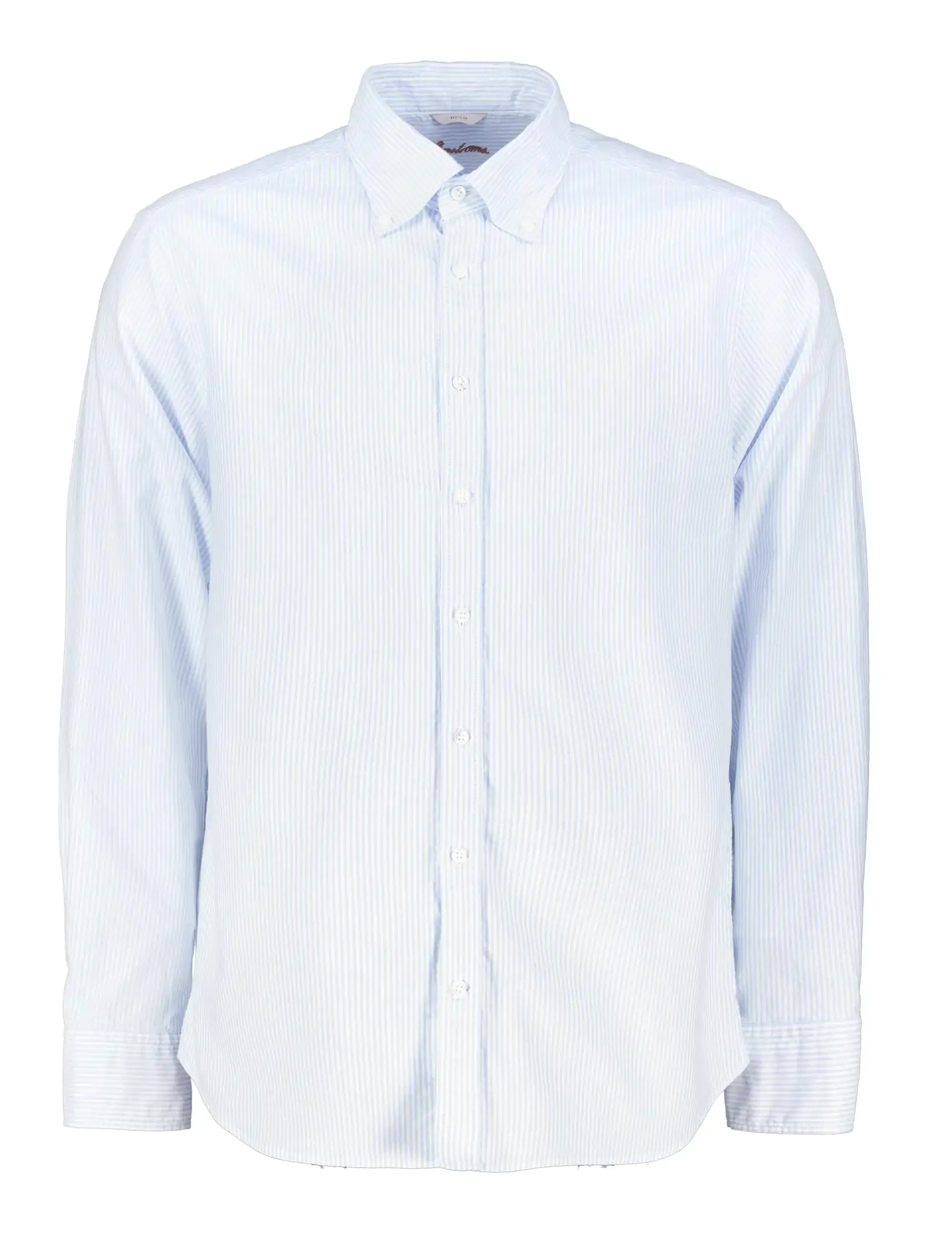Gestreiftes Hemd mit Button-Down-Kragen langarm - Artikel Vorderseite - Farbe: Blau