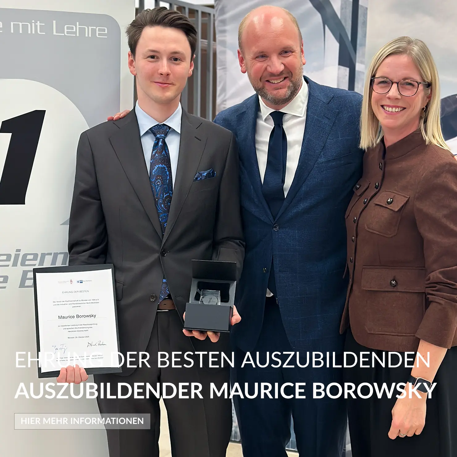 Hier finden Sie die Ehrung vom Auszubildenden Maurice Borowsky