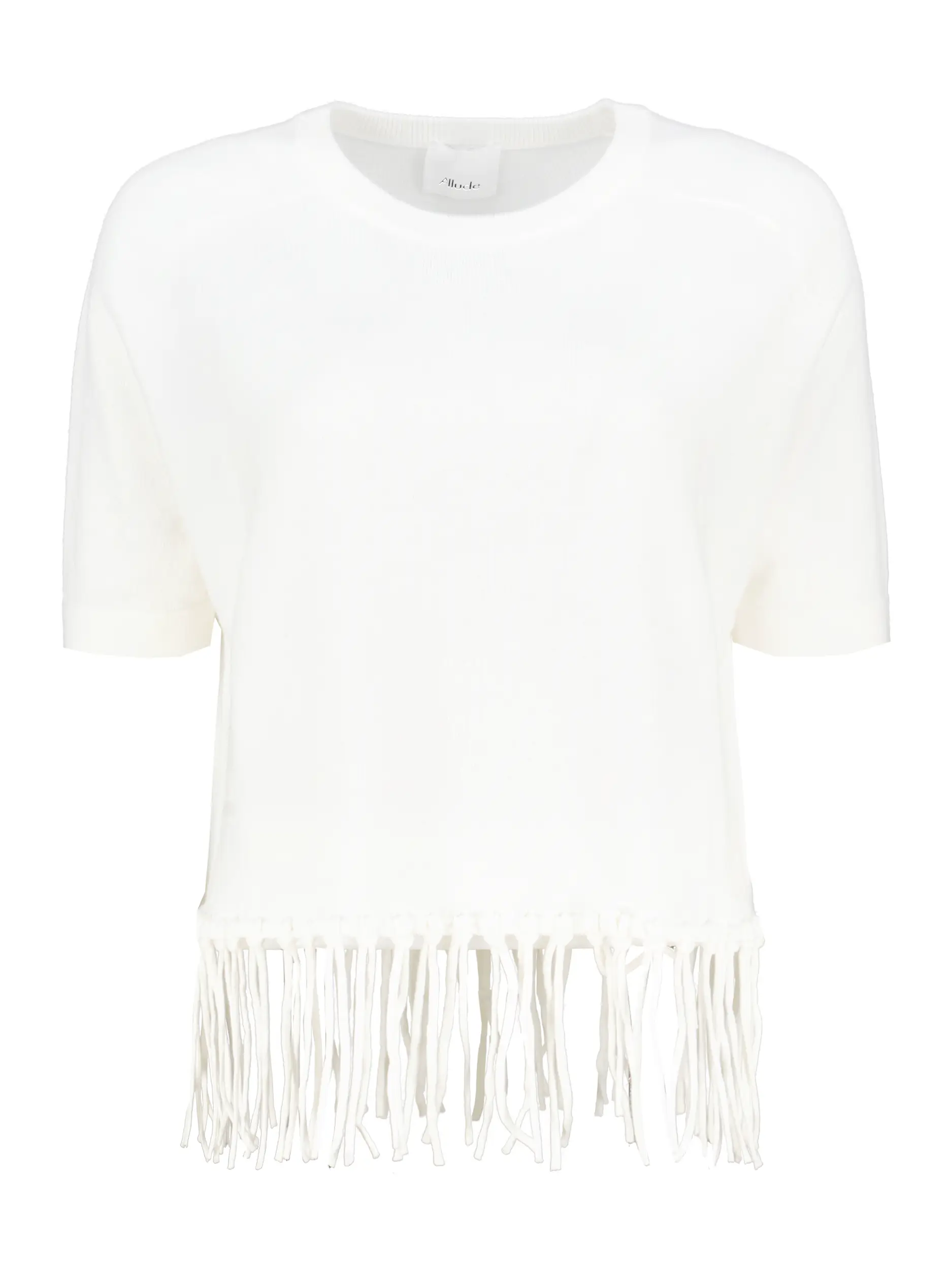 Pullover aus Wolle mit Fransen kurzarm - Artikel Vorderseite - Farbe: Creme