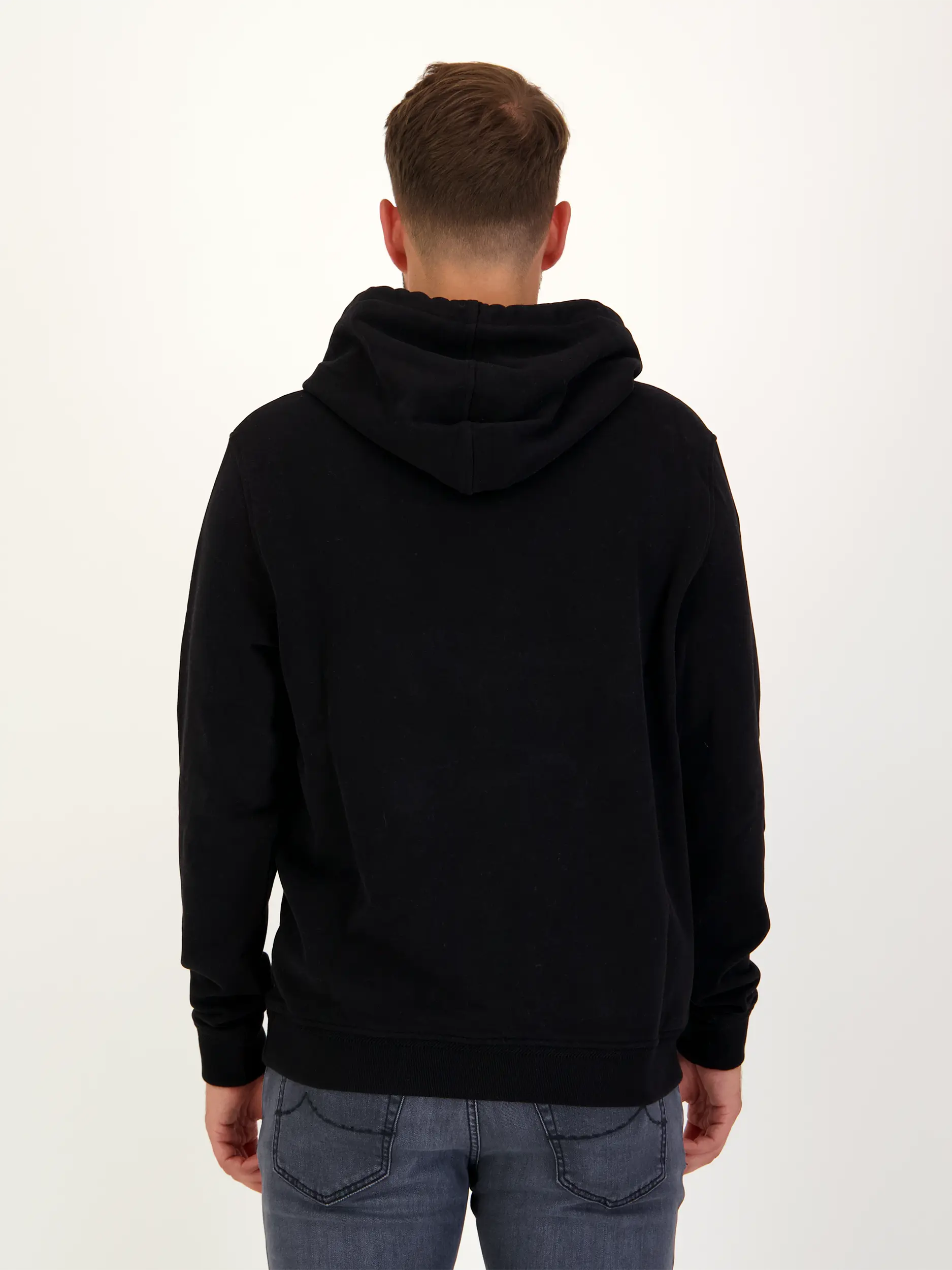 Sweatshirt - Artikel Rückseite getragen von einem Modell - Farbe: Schwarz