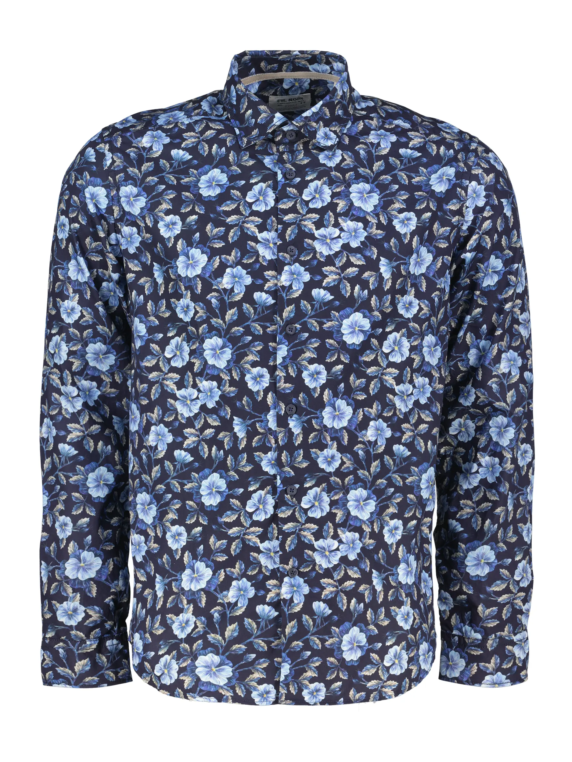 Florales Hemd mit Kentkragen langarm - Artikel Vorderseite - Farbe: Blau