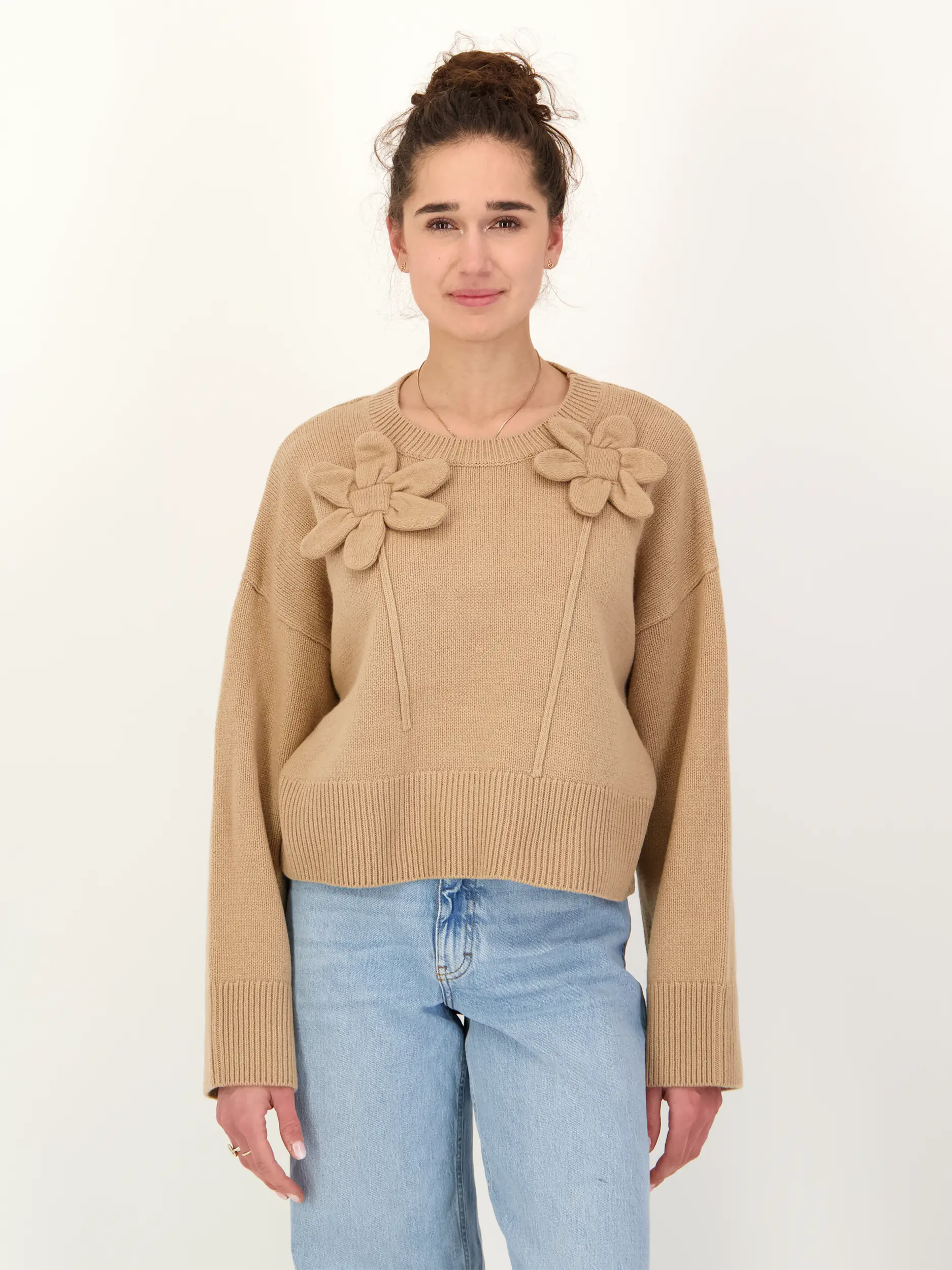 Pullover langarm - Artikel Vorderseite getragen von einem Modell - Farbe: Braun