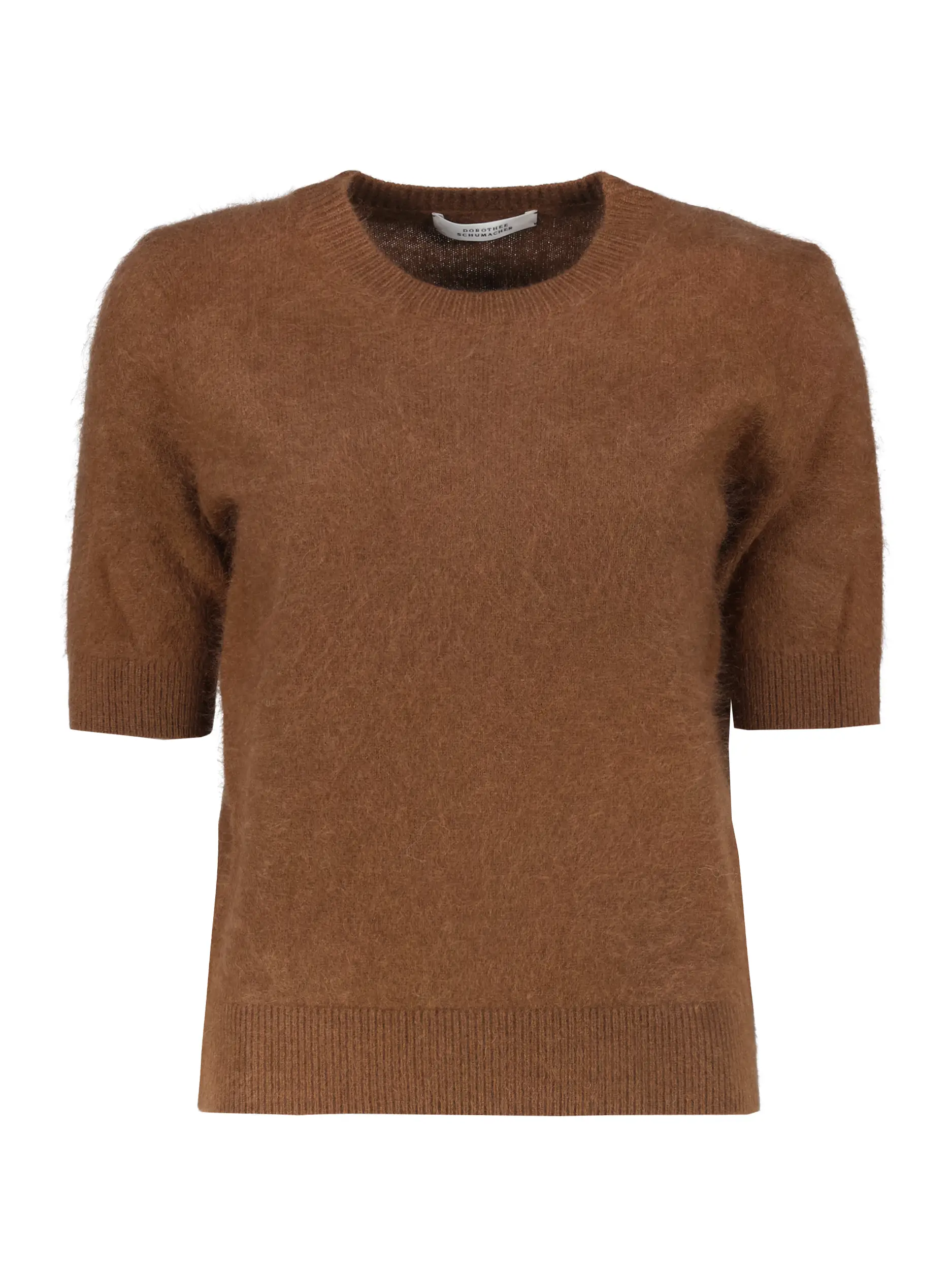 Pullover 'Fluffy Statements' aus Wolle kurzarm - Artikel Vorderseite - Farbe: Braun