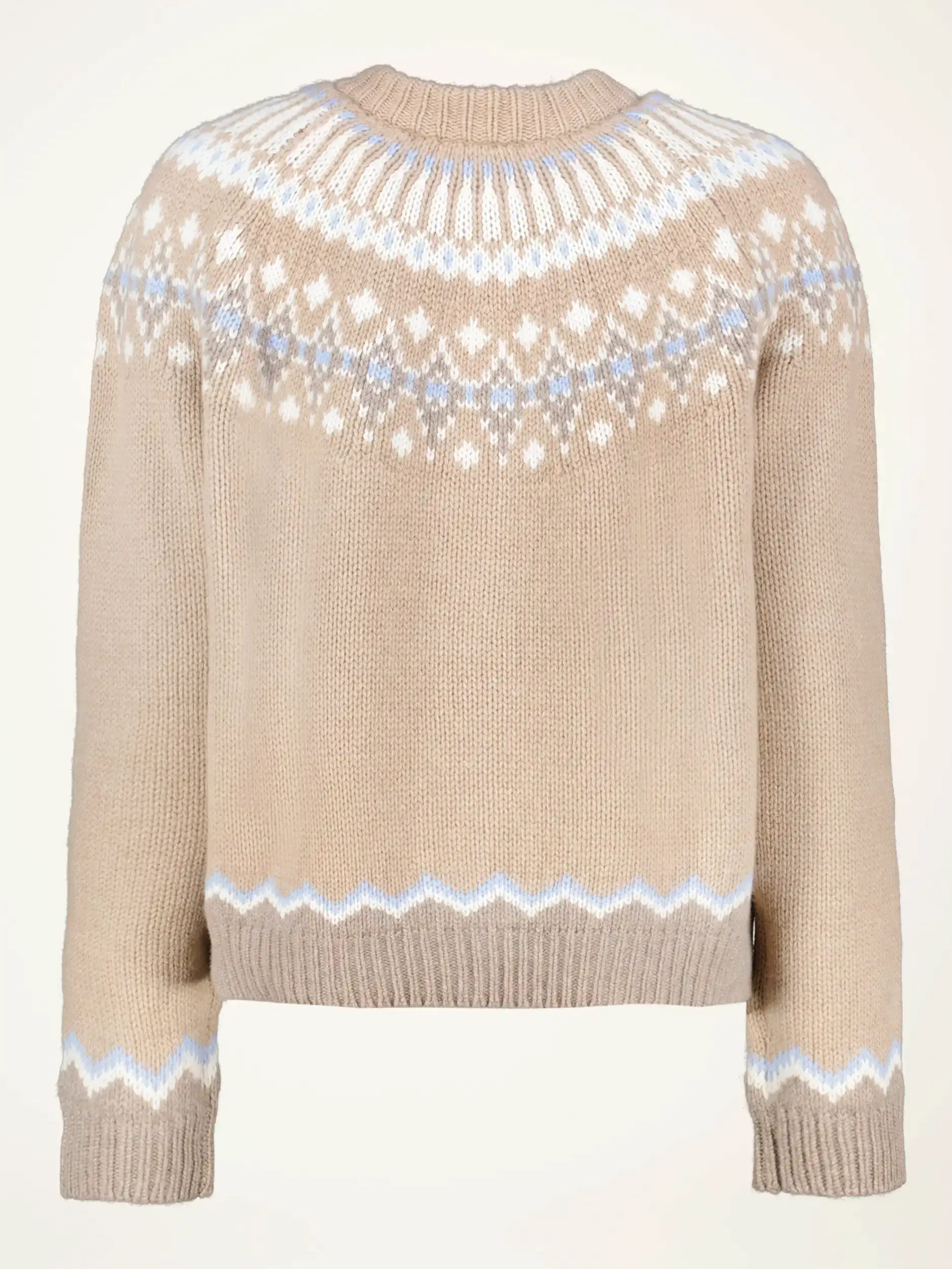 Gemusterte Strickjacke Studio 'Laura Fair Isle' aus Kaschmir langarm - Artikel Rückseite - Farbe: Beige