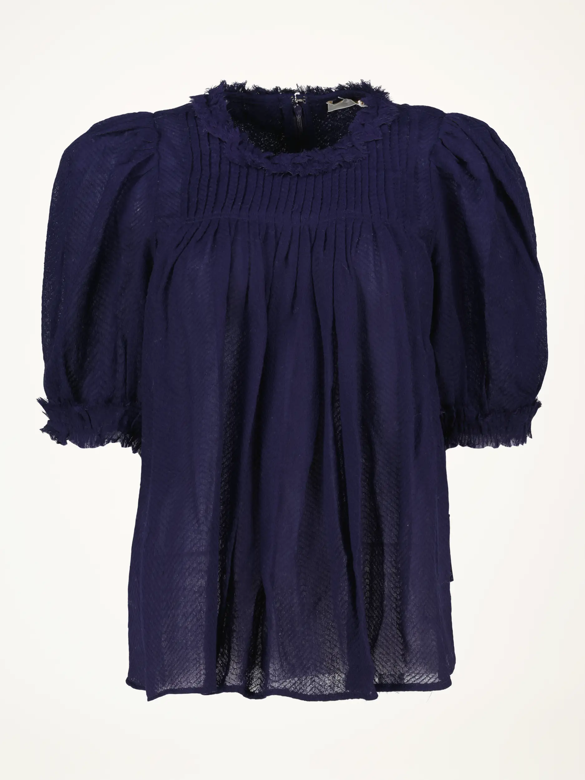 Bluse 'Karlyn' aus Wolle mit Raffungen 3/4 Arm - Artikelansicht - Farbe: Blau