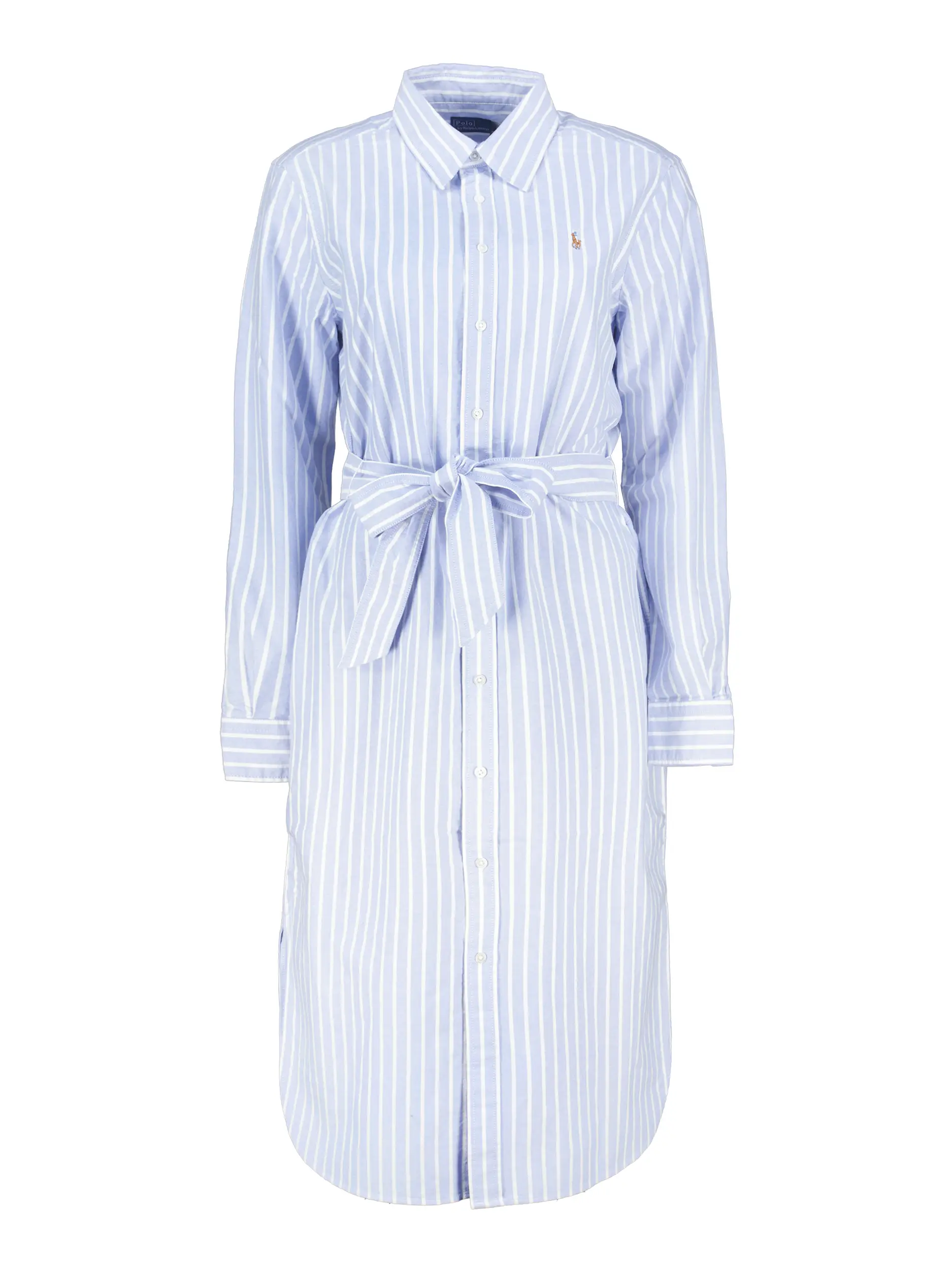 Gestreiftes Midi Baumwollkleid langarm - Artikel Vorderseite - Farbe: Blau