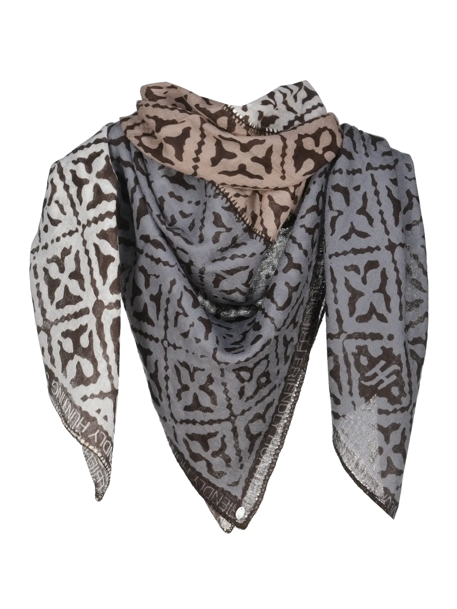 Gemustertes Tuch 'Eyes of Marrakesh Superpatch' aus Kaschmir - Artikel Vorderseite - Farbe: Braun