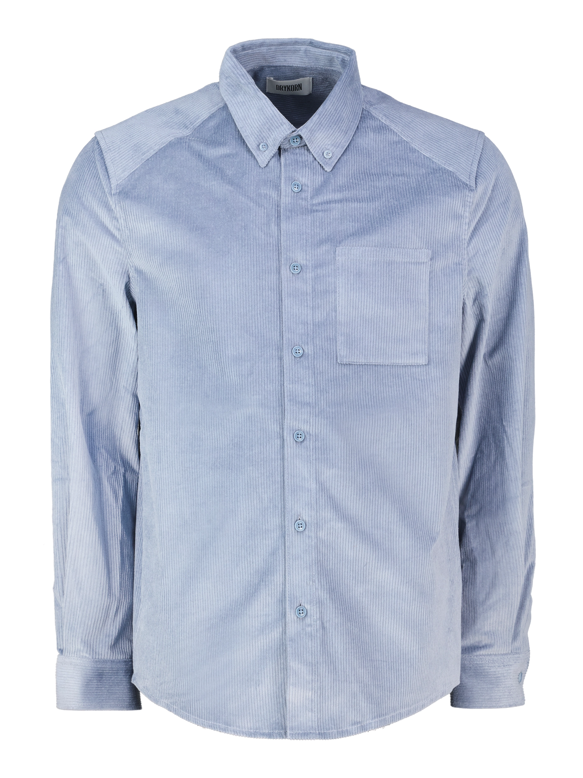 Cordhemd 'Liet' mit Button-Down-Kragen langarm - Artikel Vorderseite - Farbe: Blau