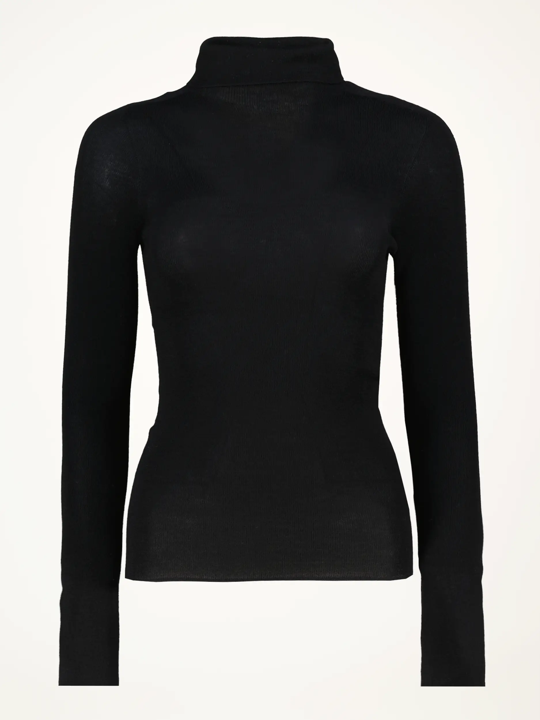 Langarmshirt mit Rollkragen aus Schurwolle - Artikelansicht - Farbe: Schwarz