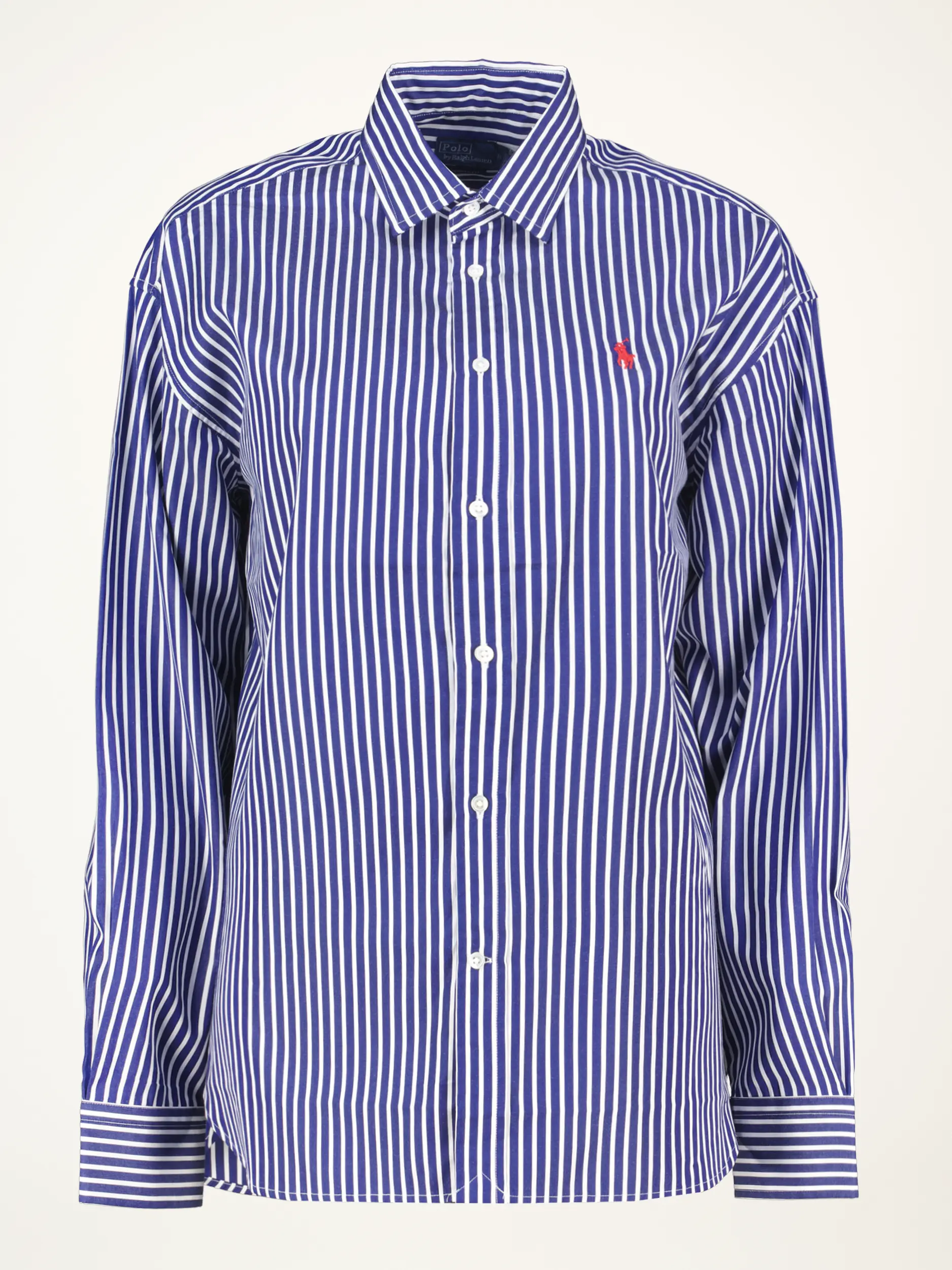 Gestreifte Baumwollbluse langarm - Artikelansicht - Farbe: Blau