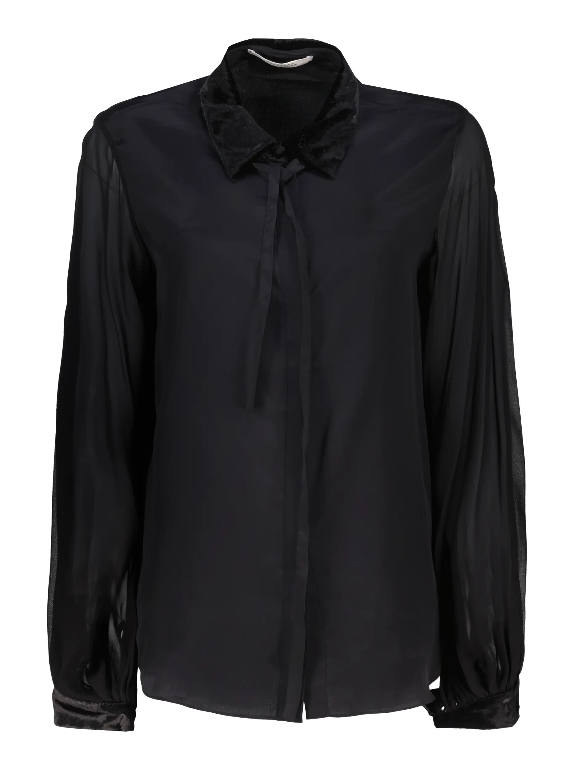 Bluse 'Velvet Whisper' aus Seiden-Mix langarm - Artikel Vorderseite - Farbe: Schwarz