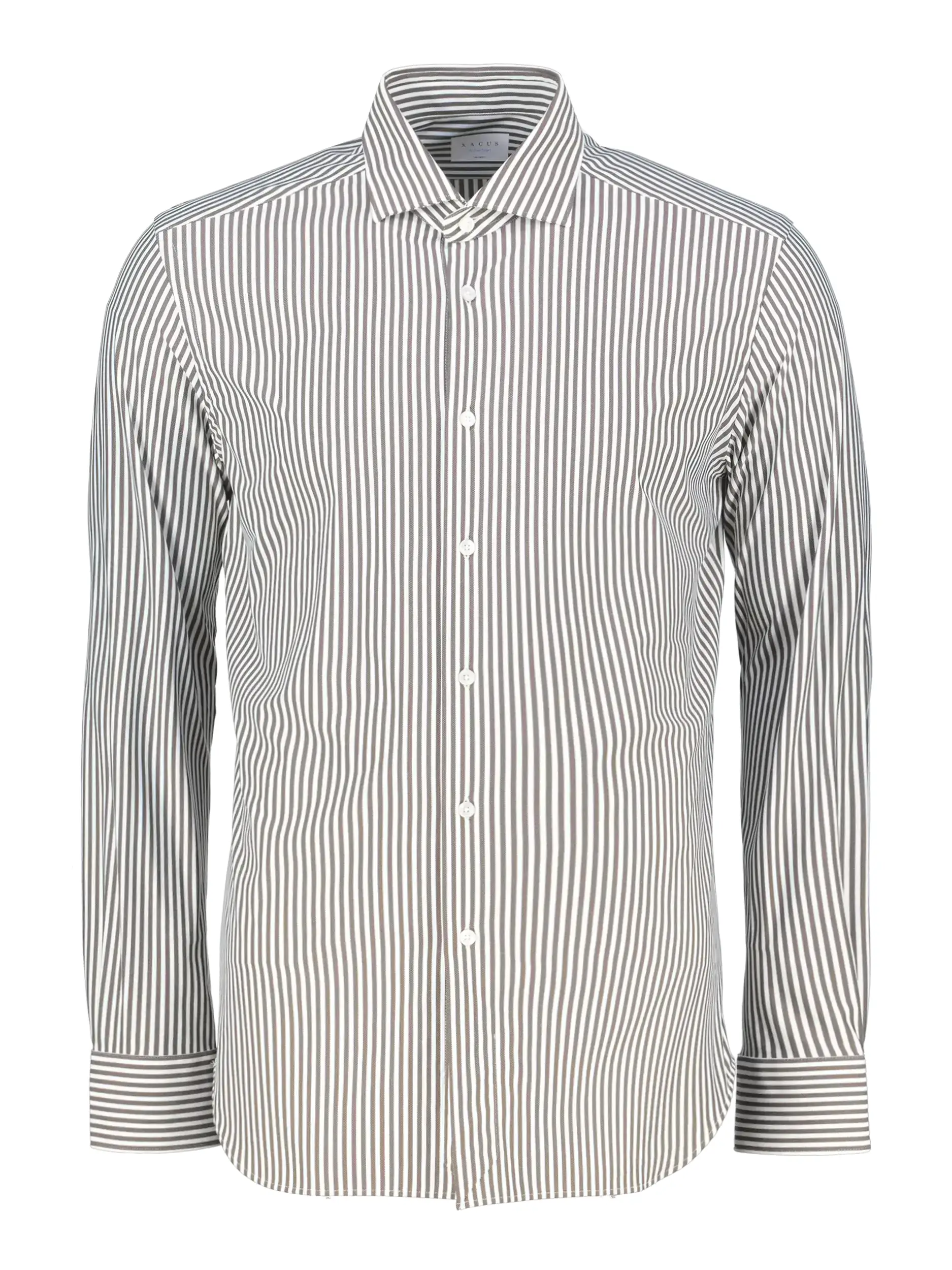 Gestreiftes Hemd mit Haifischkragen langarm - Artikel Vorderseite - Farbe: Braun