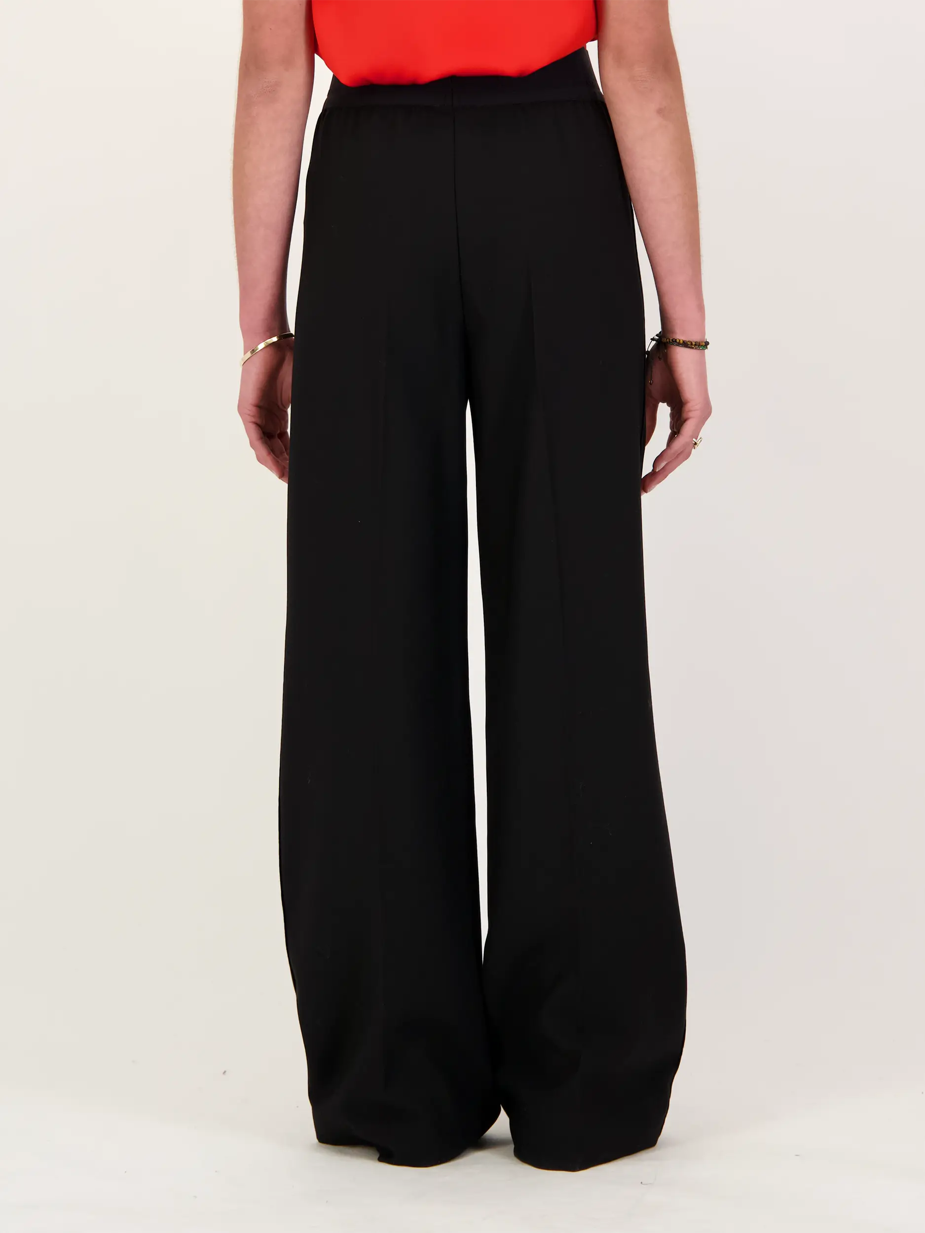 Bundfaltenhose 'Ylvi' - Artikel Rückseite getragen von einem Modell - Farbe: Schwarz