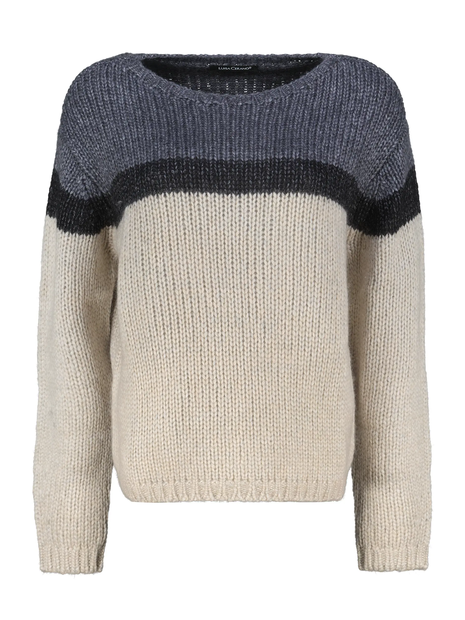 Gemusterter Pullover aus Wolle langarm - Artikel Vorderseite - Farbe: Creme