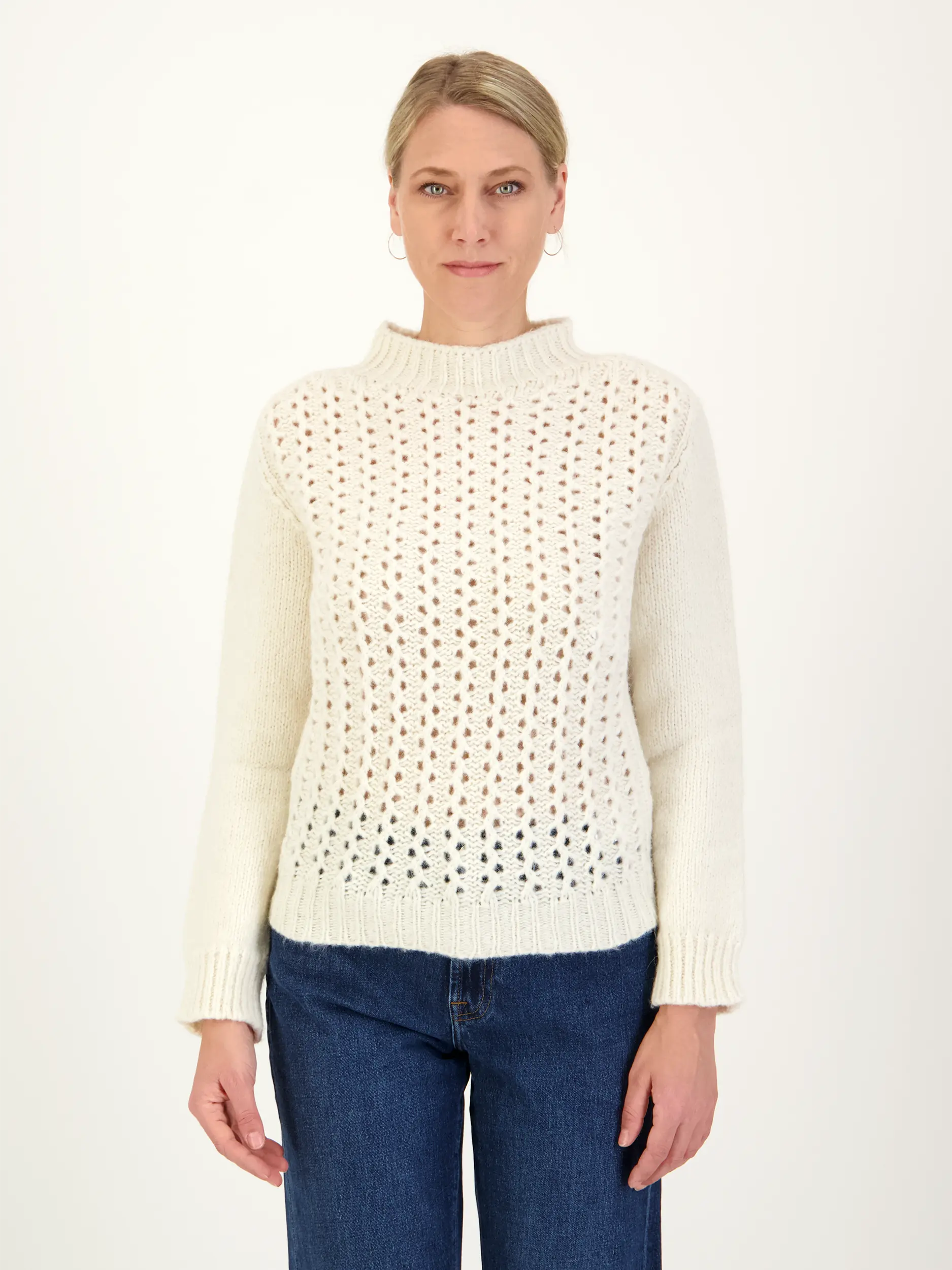 Pullover aus Alpaka-Mix langarm - Artikel Vorderseite getragen von einem Modell