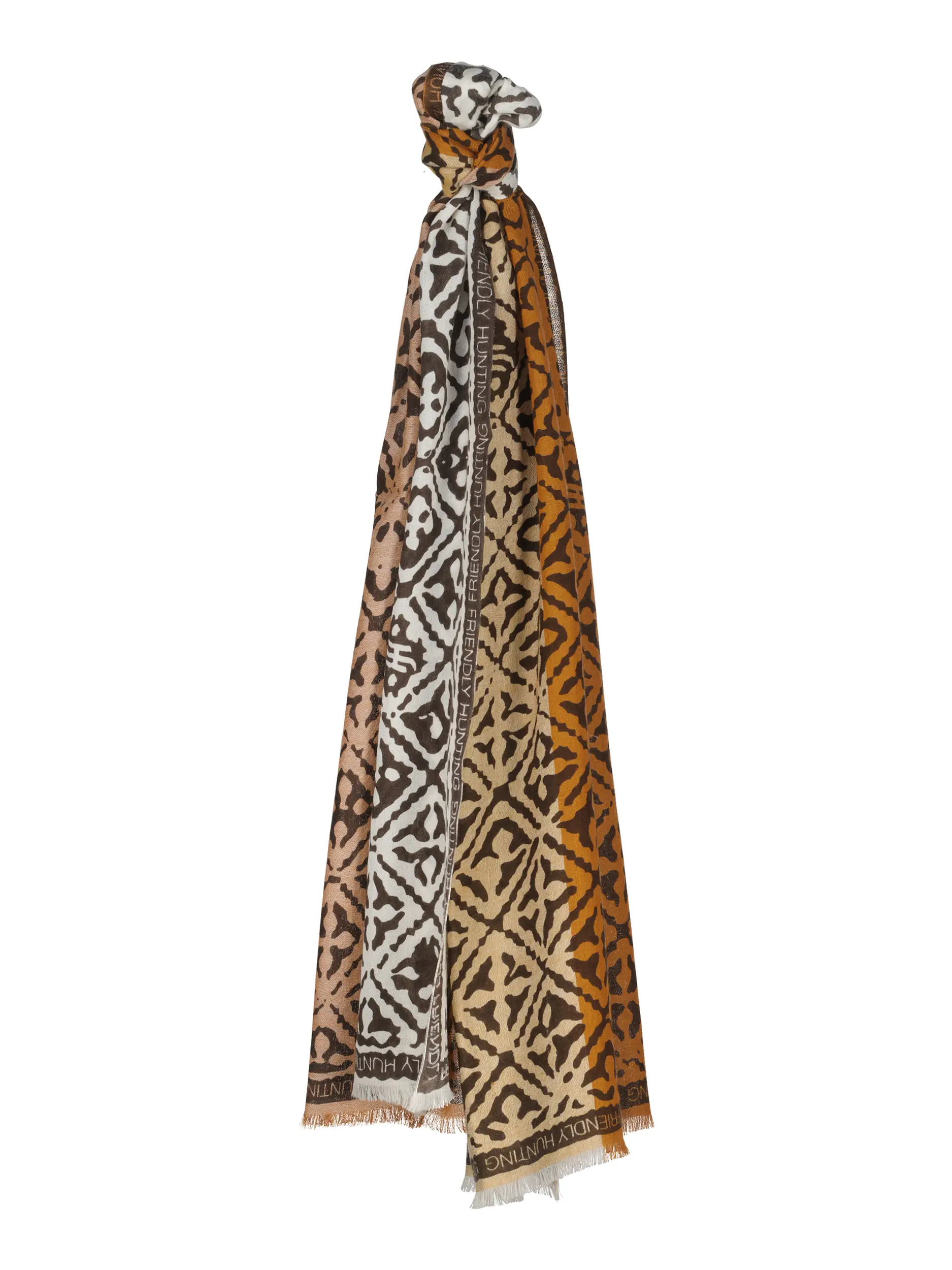 Gemusterter Schal 'Square Royal Eyes of Marrakesh' aus Kaschmir - Artikel Vorderseite - Farbe: Braun