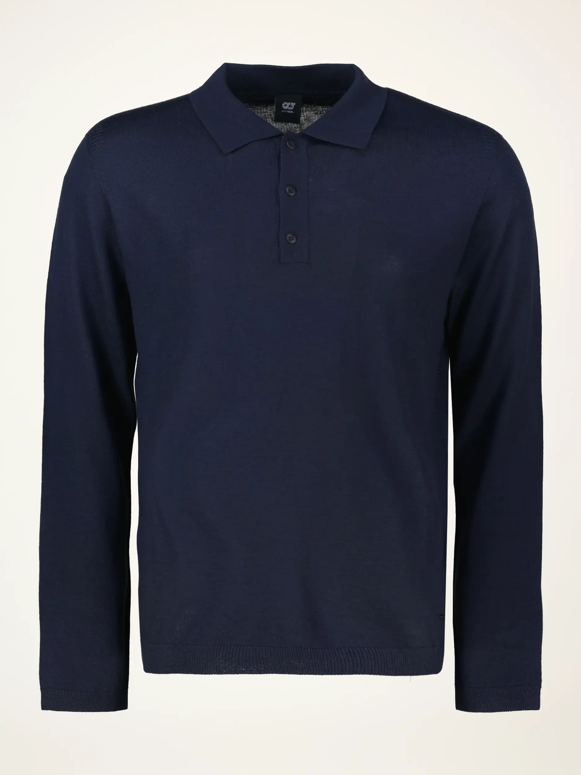 Strickpolo 'Fyon' aus Wolle langarm - Artikelansicht - Farbe: Blau