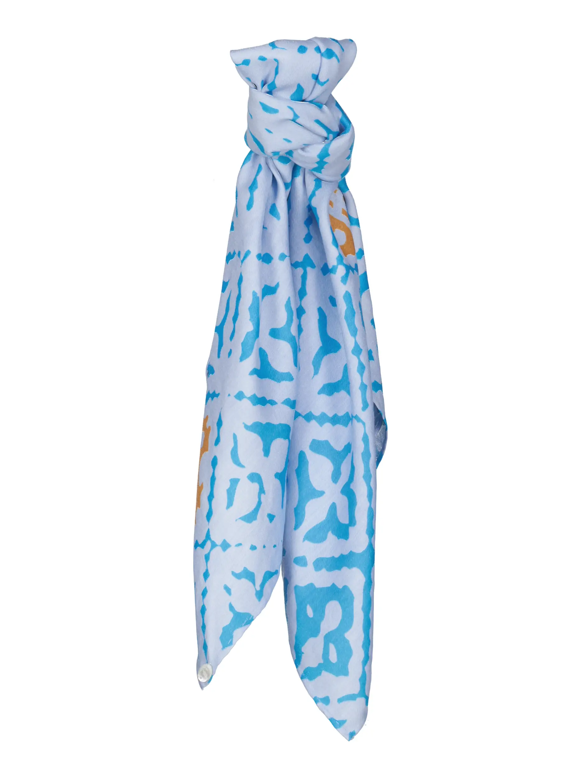 Gemustertes Tuch 'Eyes of Marrakesh' aus Seide - Artikel Vorderseite - Farbe: Blau