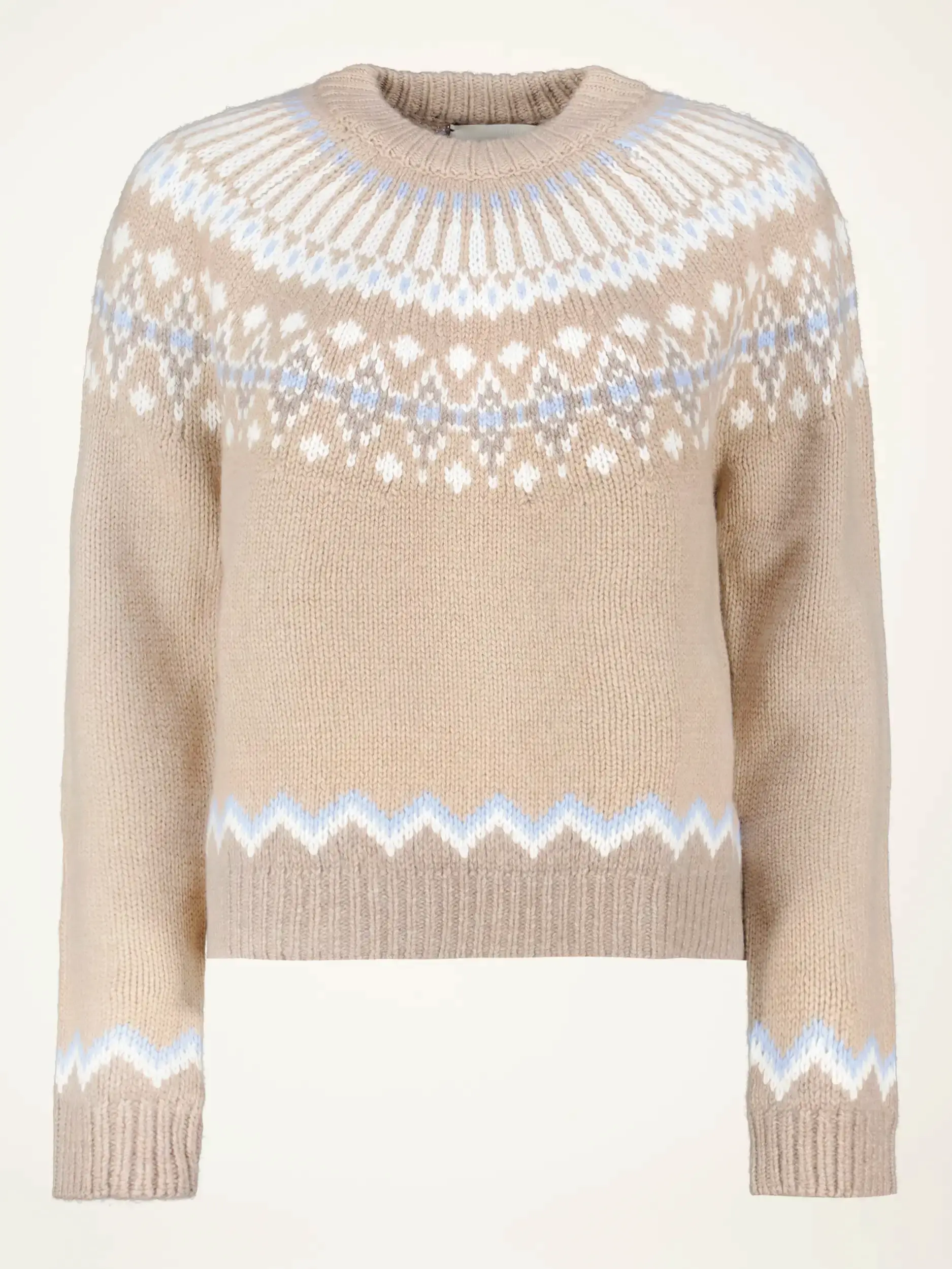 Gemusterter Pullover Studio 'Laura Fair Isle' aus Kaschmir langarm - Artikelansicht - Farbe: Beige