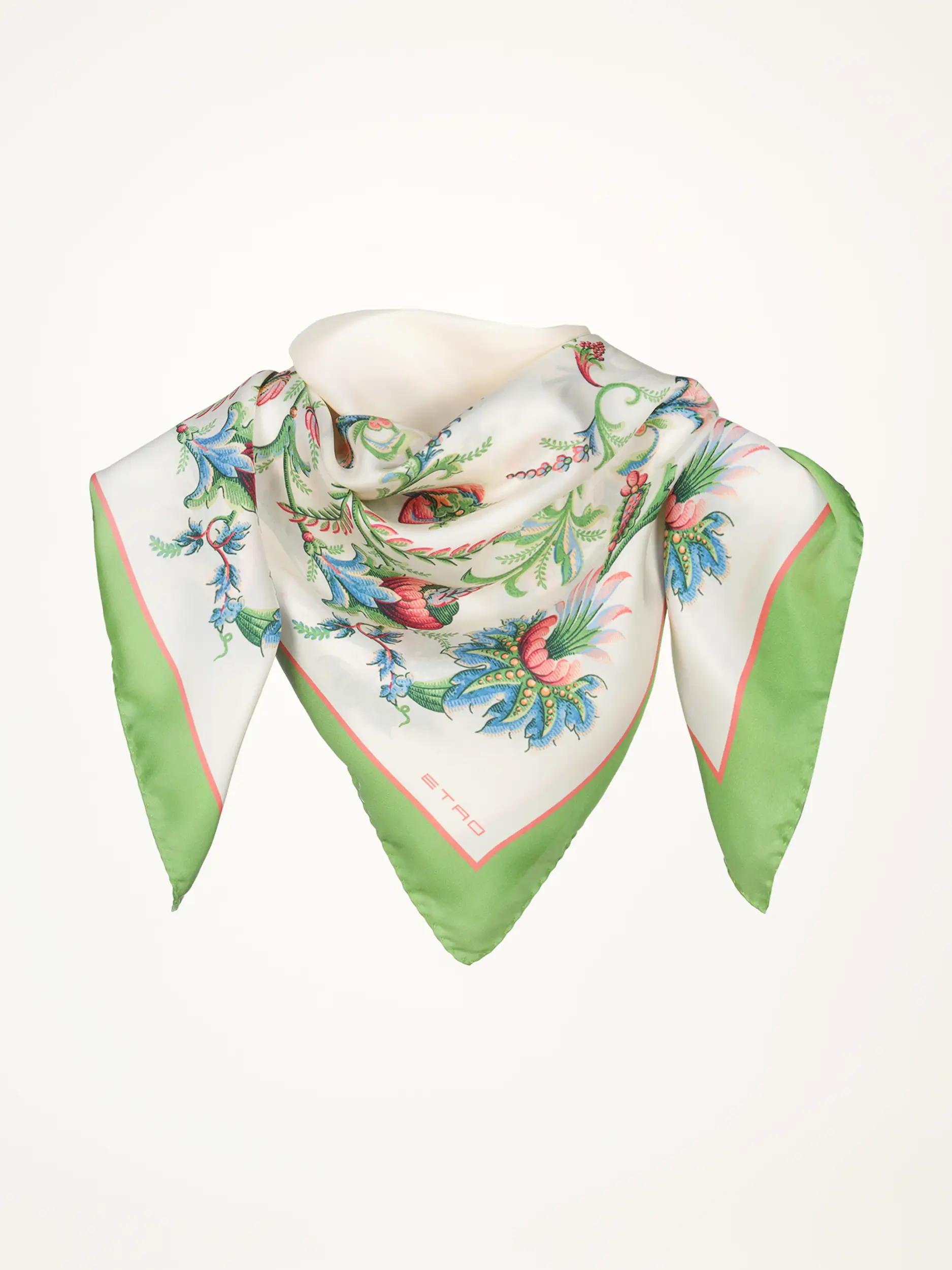 Geblümtes Seidentuch  - Artikelansicht - Farbe: Grün